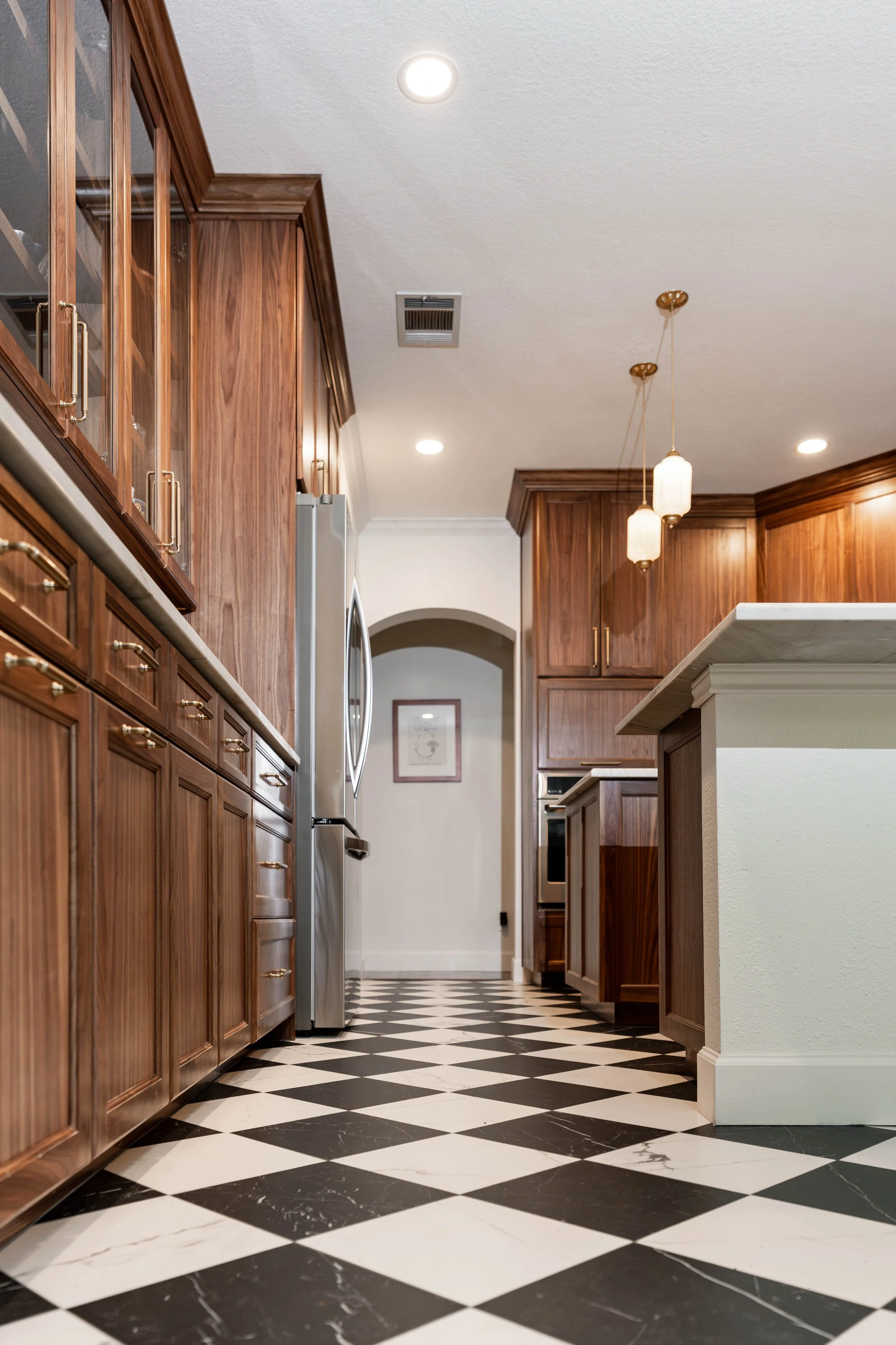 Kitchen renovation, walnut cabinets, Austin Tx, Tile