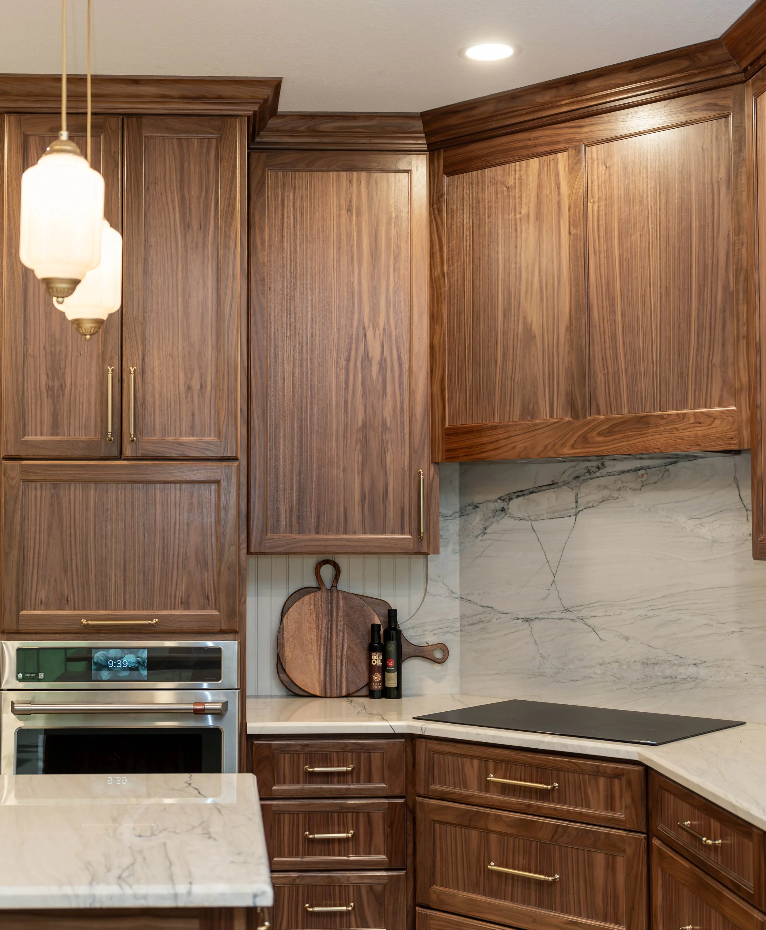 Kitchen renovation, walnut cabinets, Austin Tx, Tile