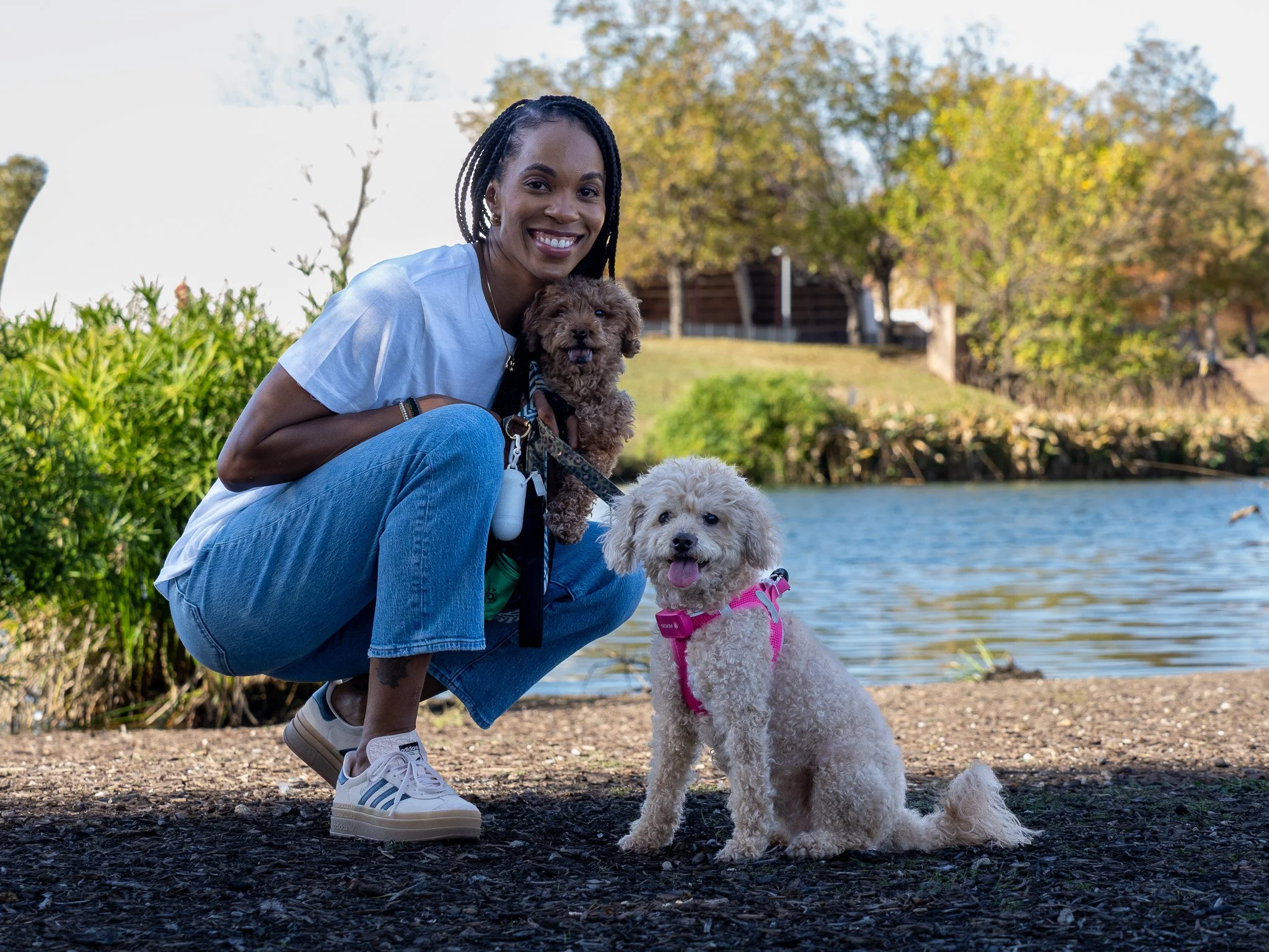 Alexandria and her dogs.
