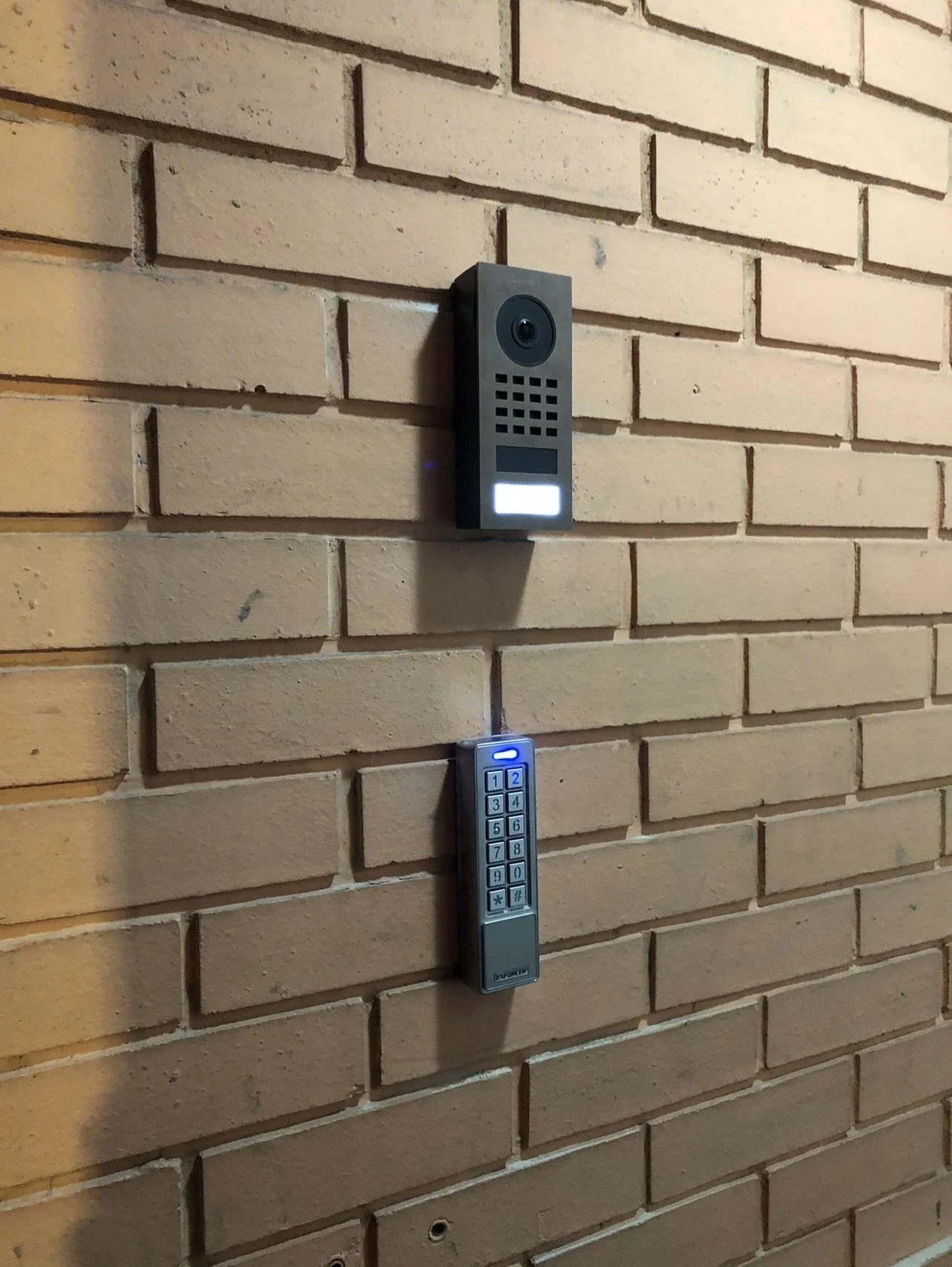 Video intercom and access control keypad installation for residential property in Brooklyn, NYC.
