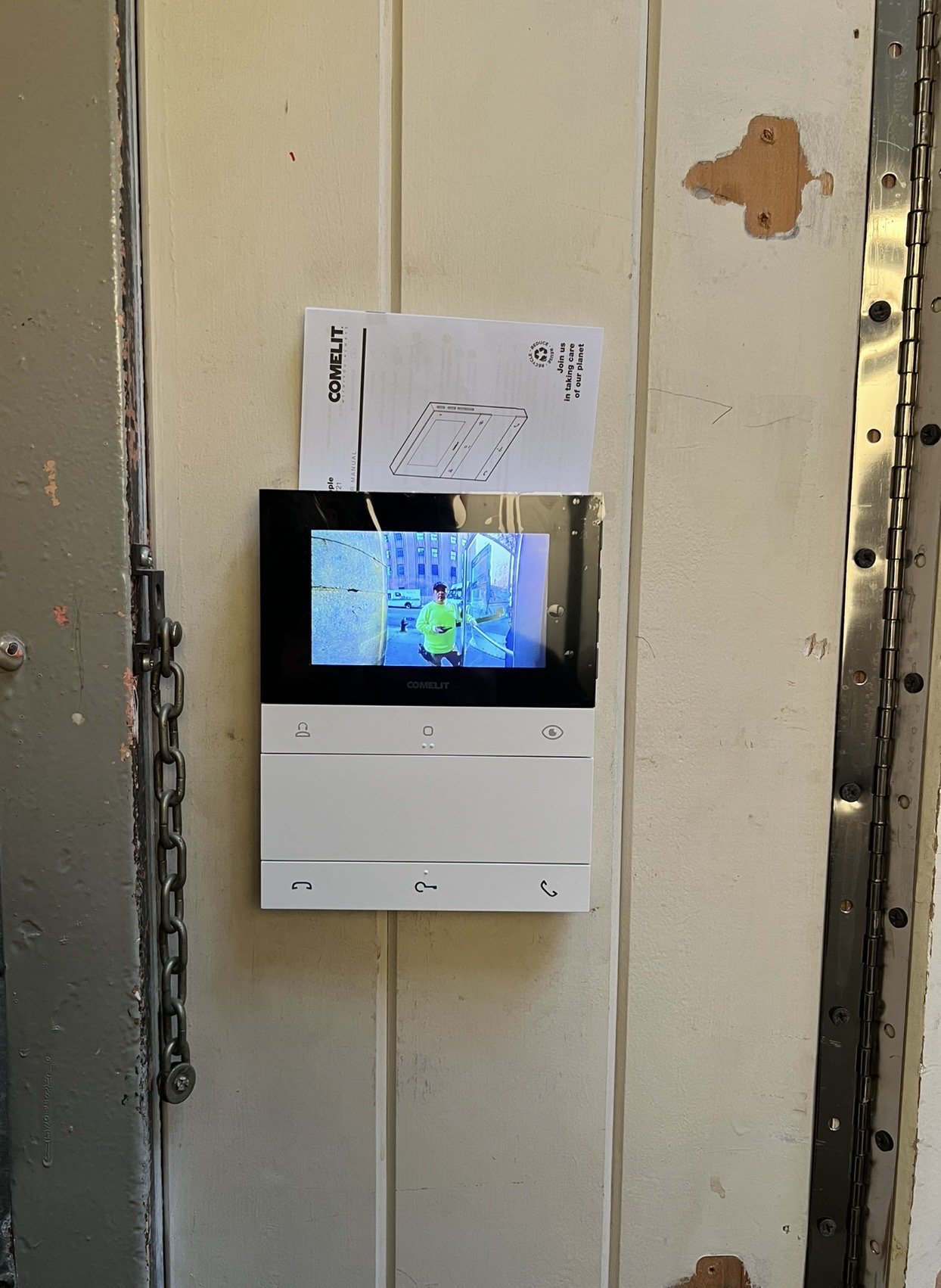 Interior video intercom system installation for residential property in Brooklyn.