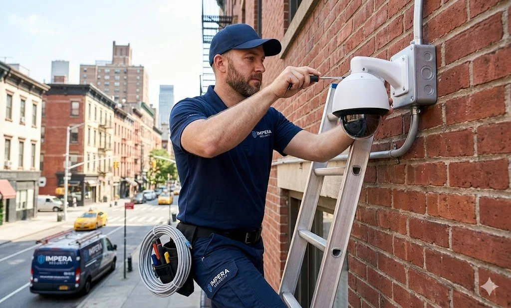 Impera Security tech installing a security camera
