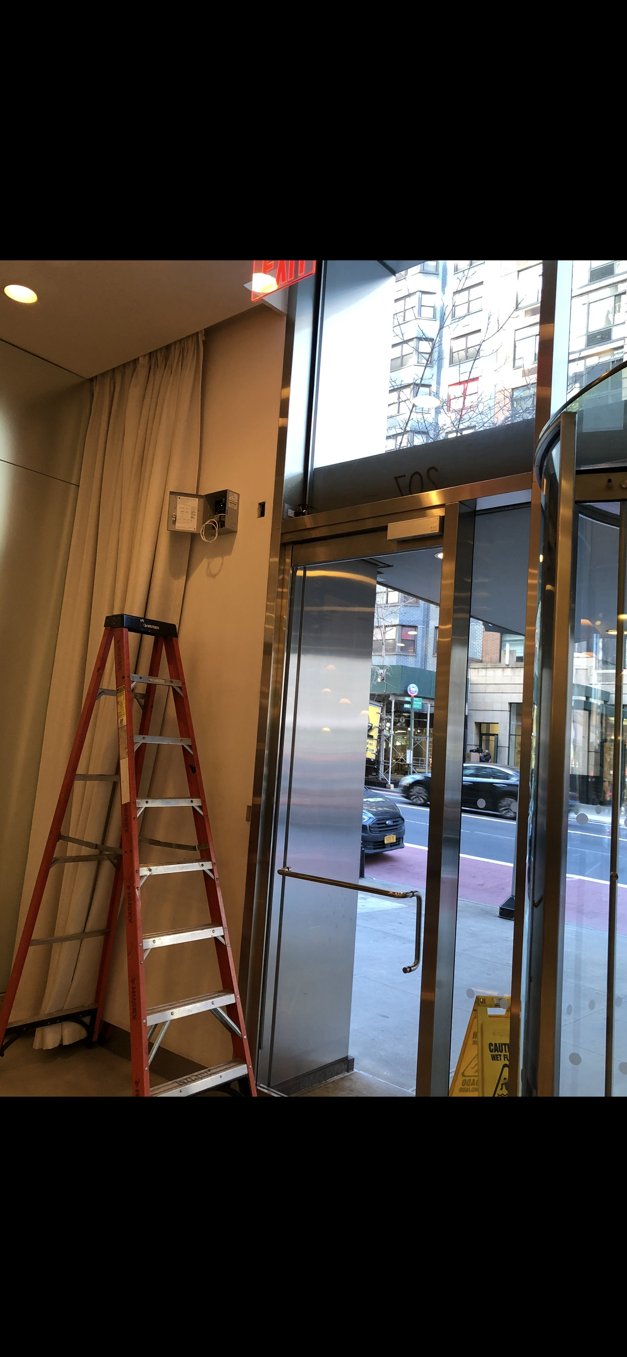 Maglock installation for building front entrance door in NYC - Impera Security Systems. 