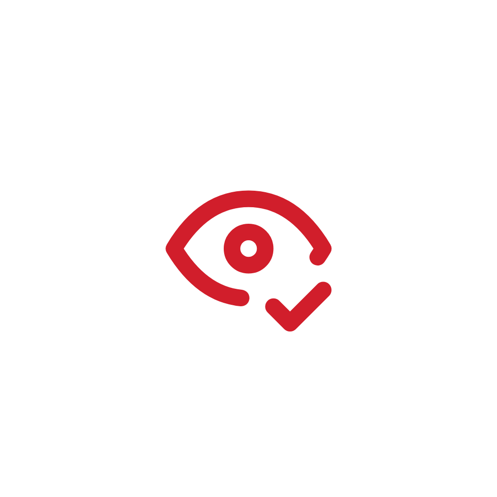 Icon of an eye with a checkmark inside, indicating visual verification or approval.