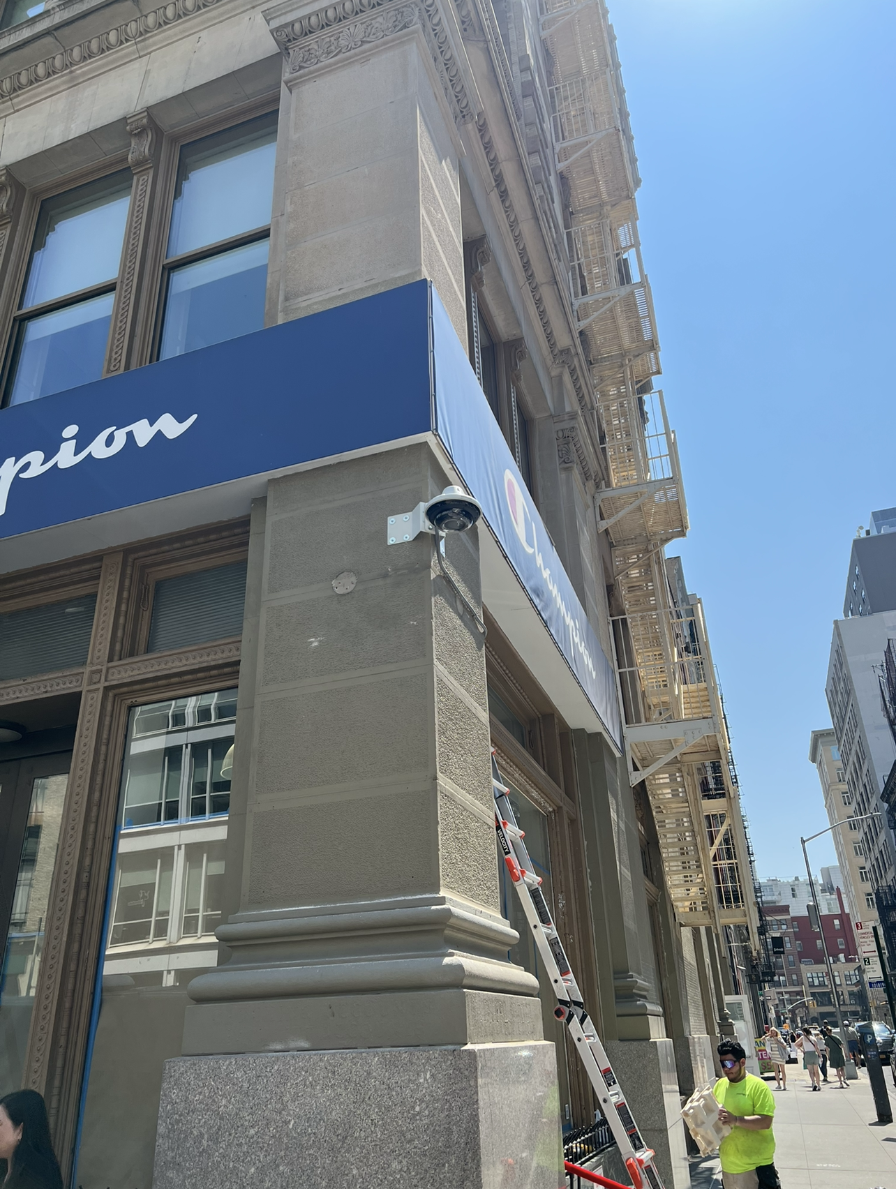 On-site commercial security camera setup for an NYC storefront retail business.
