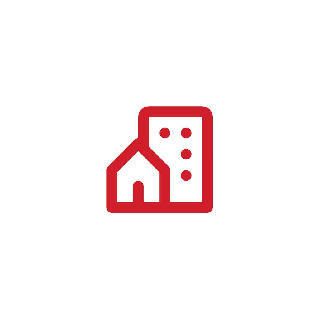 Illustration of a house and a block of cheese, with the house in front of the cheese.