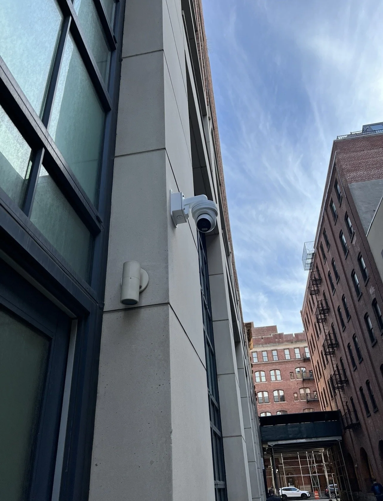 Outdoor security camera installed for perimeter protection in NYC - Impera Security Systems. 