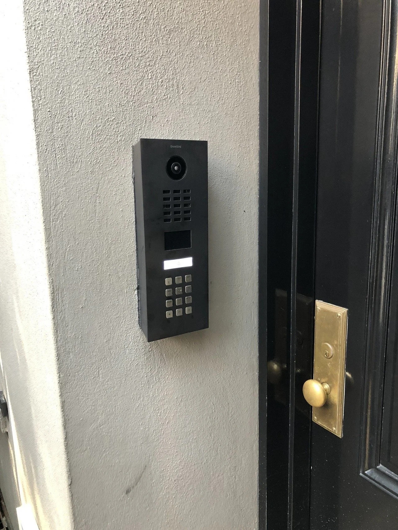Residential intercom system installation for apartment entrance in New York City.