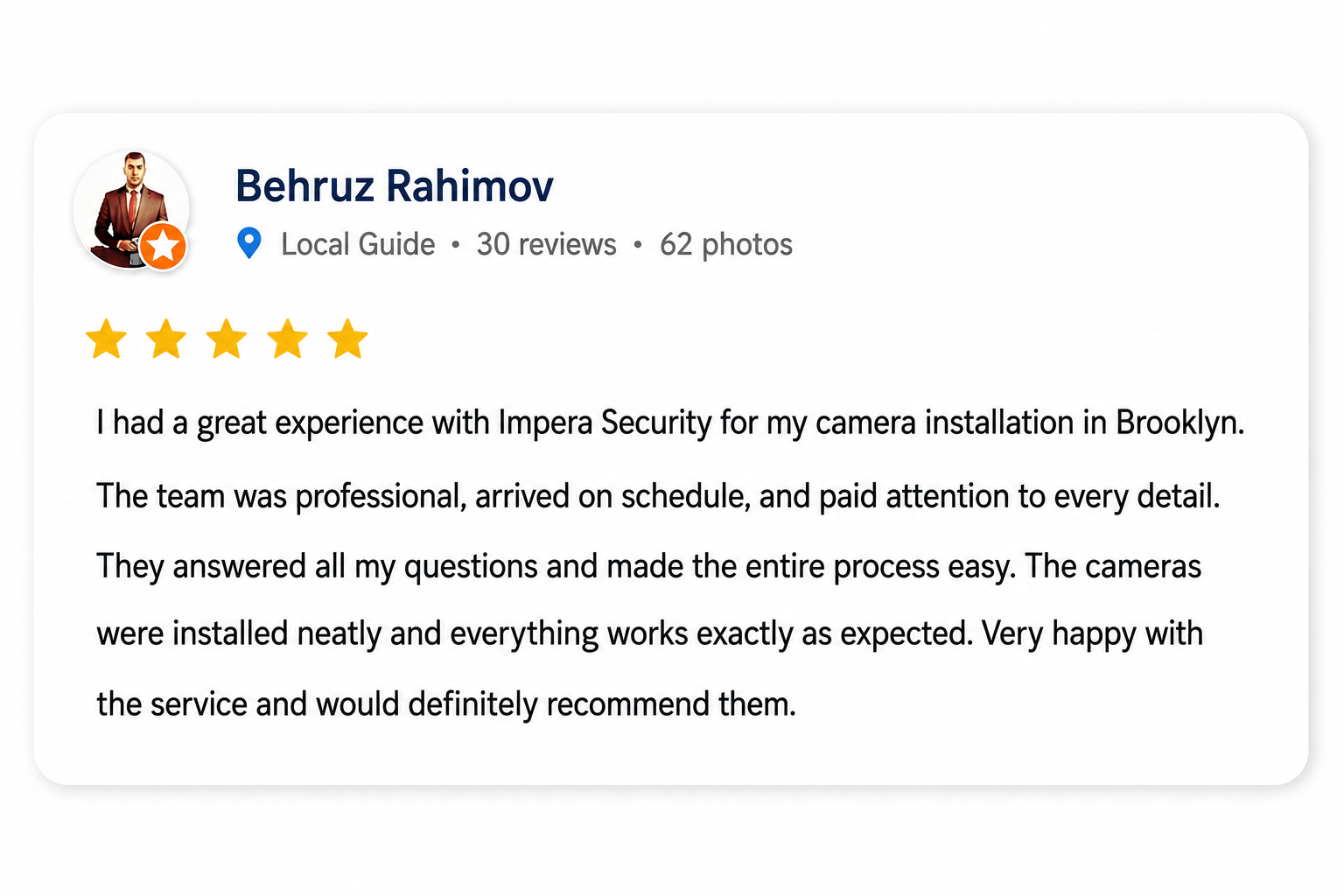 Google review 5 star - Impera Security.png