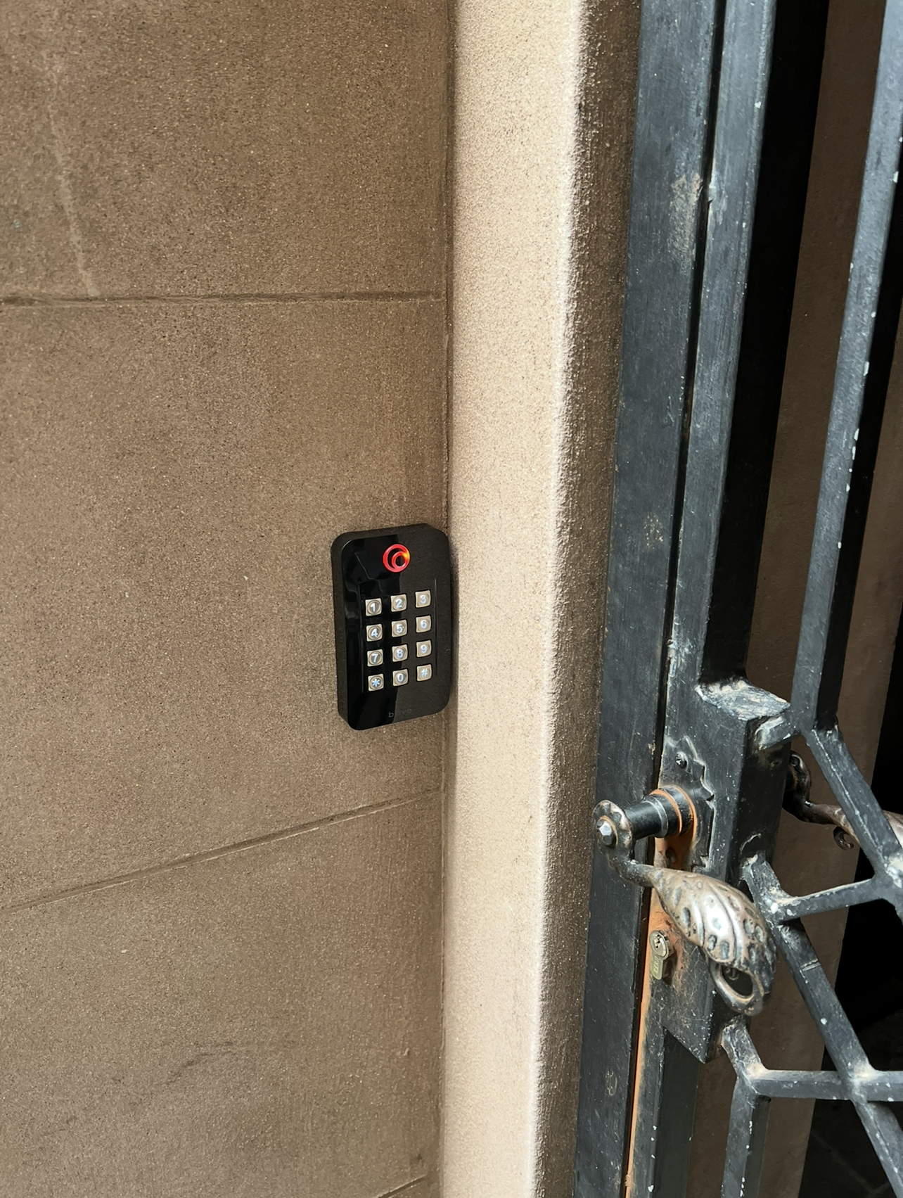 Keypad access control system installation for residential property in Brooklyn.