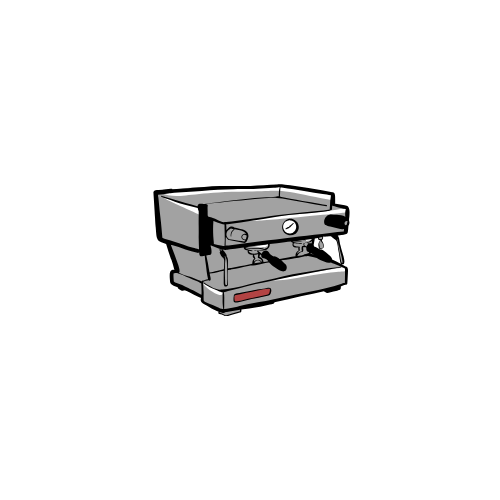 Illustration of a gas grill with a single burner, control knobs, and a side shelf, set against a black background.