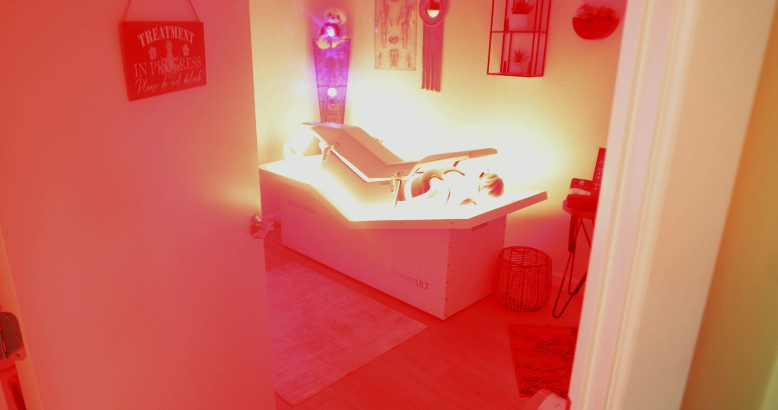 Guest during a Body Balance red light therapy session at HE Med Spa, Tulsa