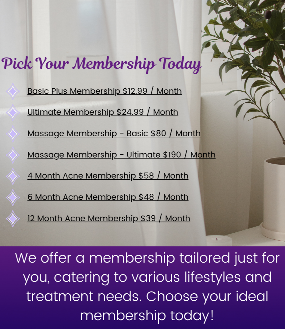 membership, month to month, massage, facial, light therapy, microneedle, microcurrent, discount