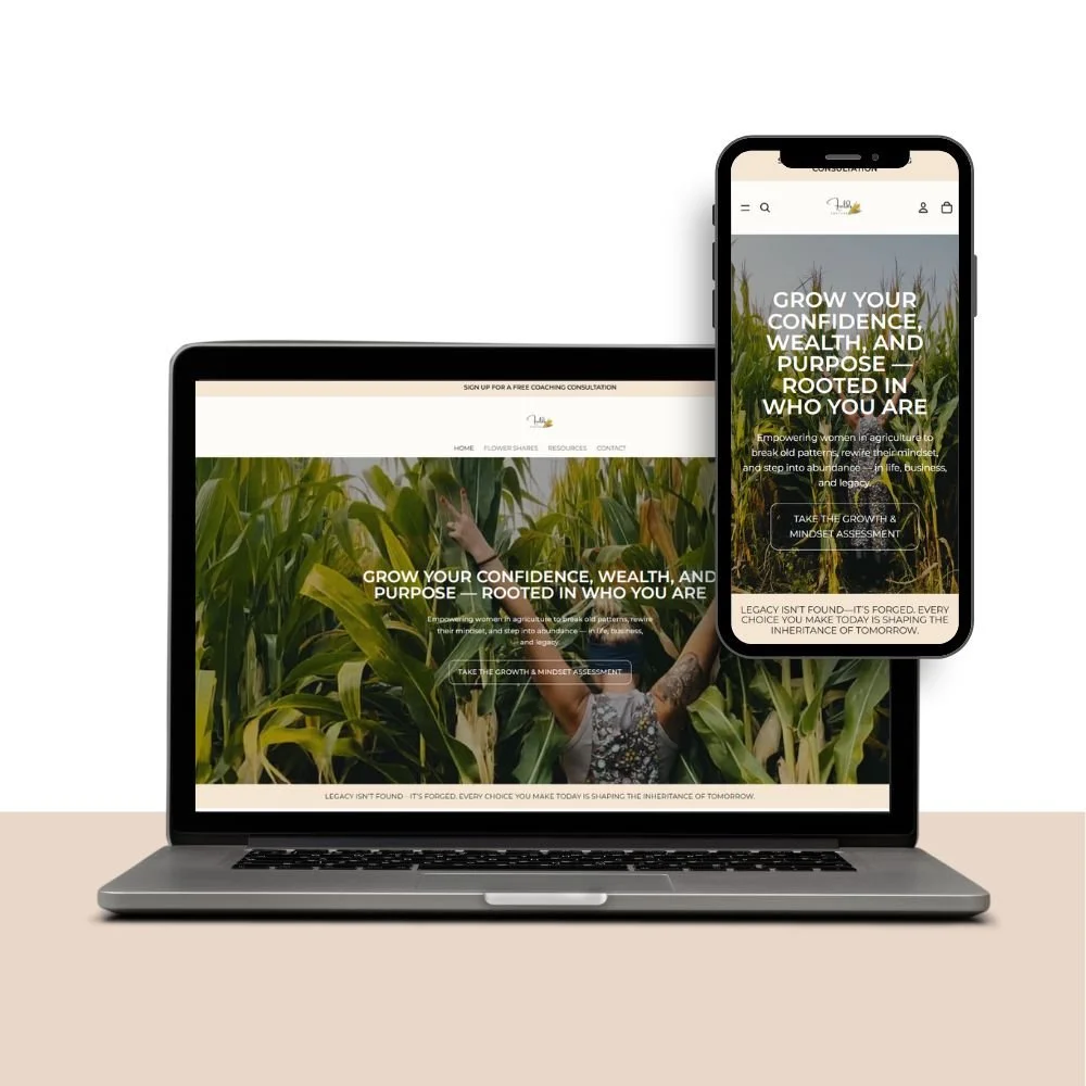Fields and Fortune (Desktop & Mobile Homepage Mockup) - Bits & Blooms Creative Co.