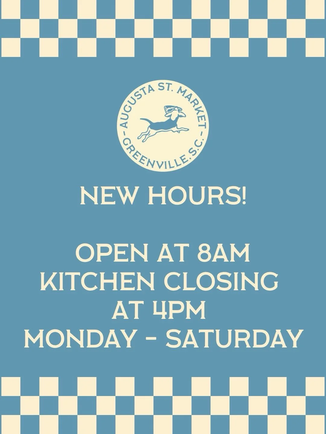 NEW HOURS! Starting today and going forward, our kitchen will be closing at 4pm Monday through Saturday. This will allow us to keep quality high and staff rested.

&ldquo;After Hours&rdquo; fka &ldquo;Happy Hour&rdquo; will still be hosted from 4-6pm