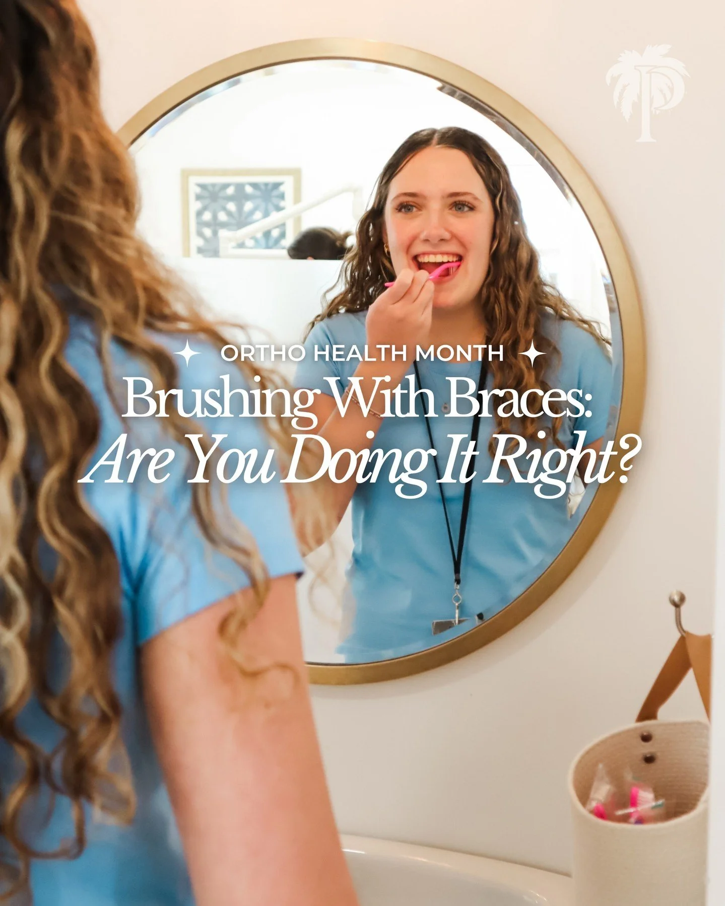 Happy Orthodontic Health Month‼️ Stay tuned every Wednesday this month with a tip or trick from our team!⁠
⁠
Braces are working hard on your smile&mdash;and your toothbrush should be too! 🪥😁⁠
⁠
Food and plaque can collect around brackets and wires,