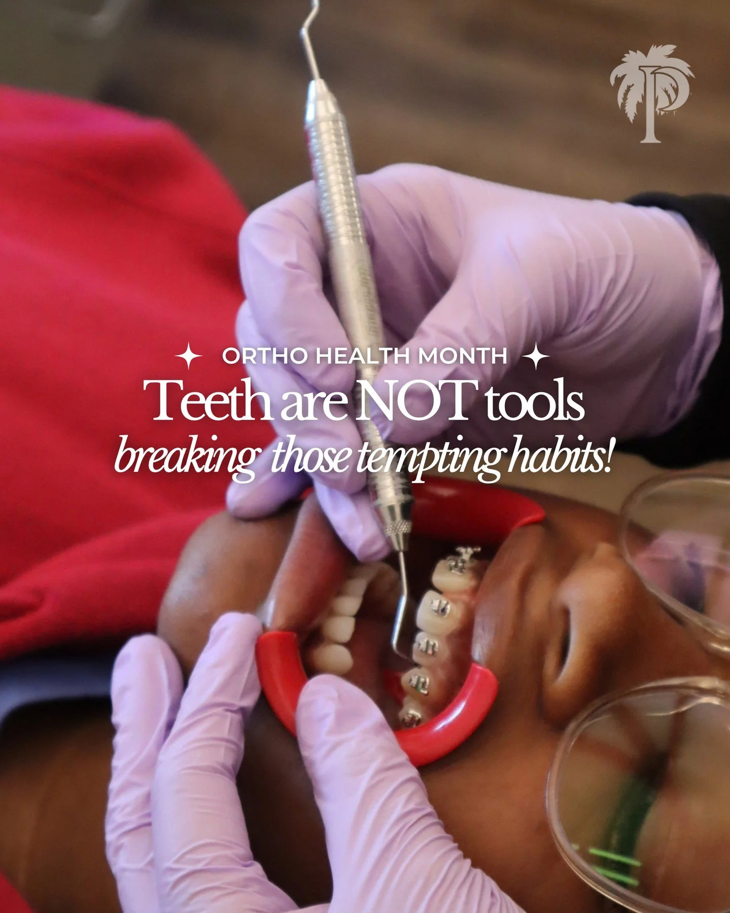 Next up on Ortho Health Month... Give your teeth a break!⁠
⁠
Opening a package with your teeth or crunching on ice might seem harmless, but habits like these can put unnecessary pressure on your teeth, brackets, and wires.⁠
⁠
Use the right tool for t