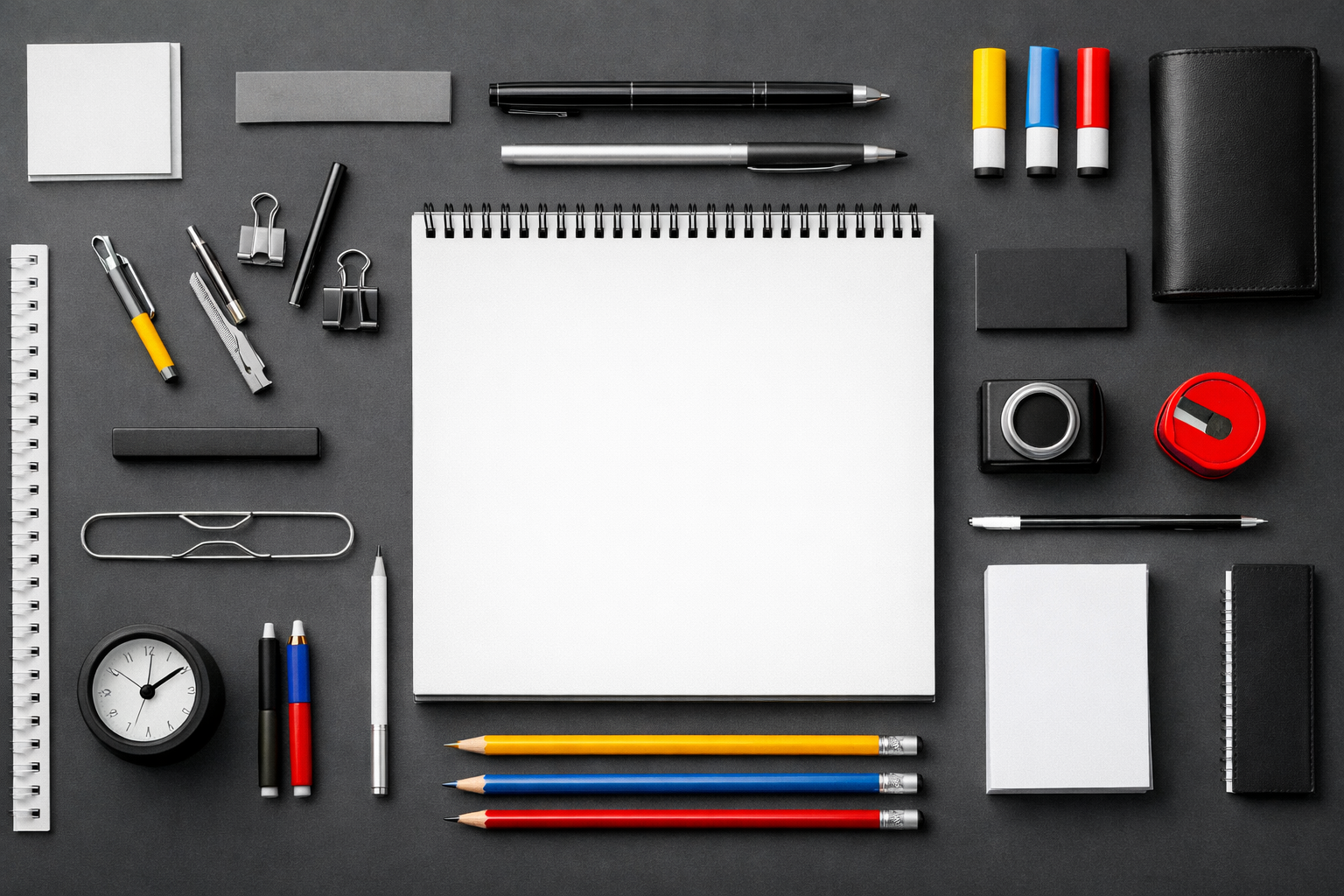 Stationery on desk
