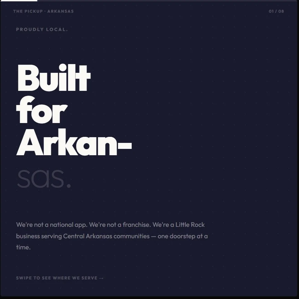 We're not a national app. We're not a franchise. We're Arkansas. 🏠

Contactless clothing pickup at your door &mdash; delivered to a local Little Rock charity the same day. Receipt texted straight to your phone.

We serve Little Rock, North Little Ro