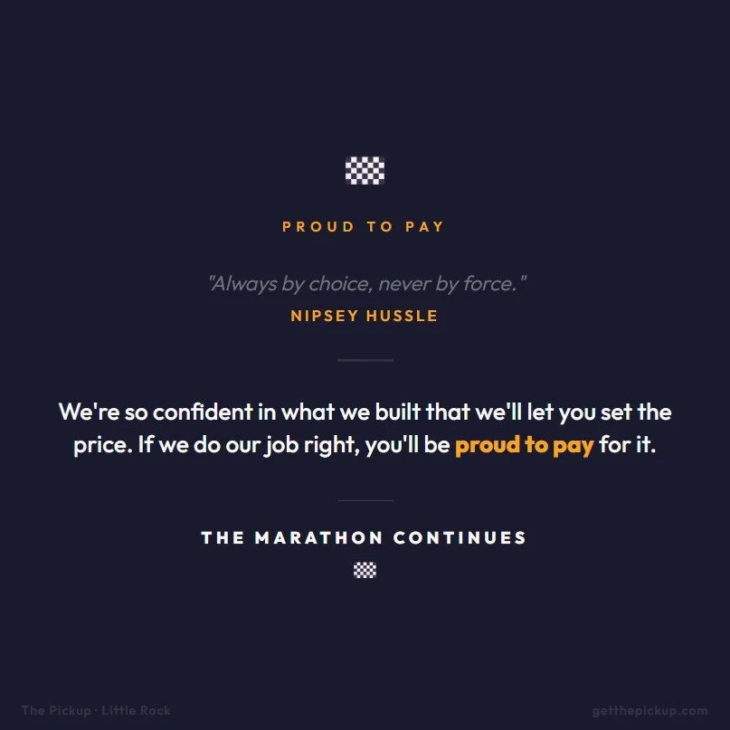 Proud to Pay.

No set prices. No minimums. No tiers. We show up, pick up your clothes from the porch, deliver to a local charity of your choice, and text you the donation receipt. Same day.

After all that, you decide what the experience was worth to