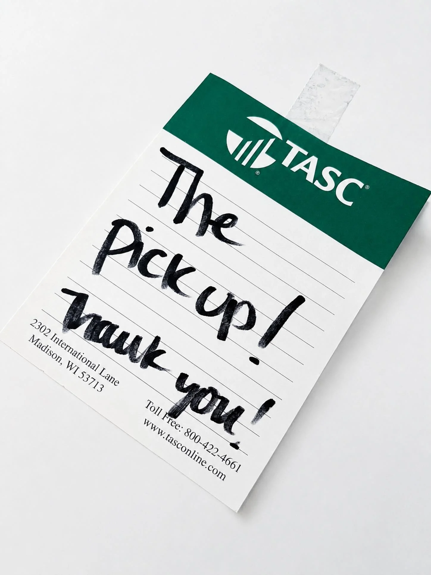 This was on the bag.

A customer left this for me. Handwritten. Stuck to a donation bag on their porch.

I built The Pickup because the donation drop-off was the thing most people kept putting off. The drive. The unloading. The wondering if the door 