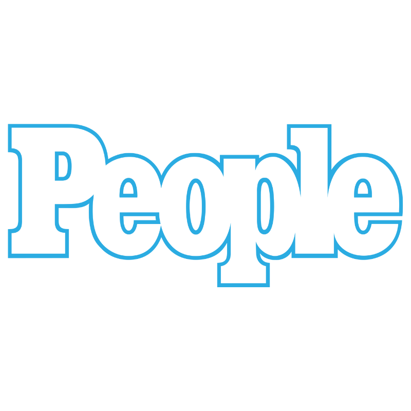 The word 'People' written in large, outlined block letters with a blue outline against a black background.
