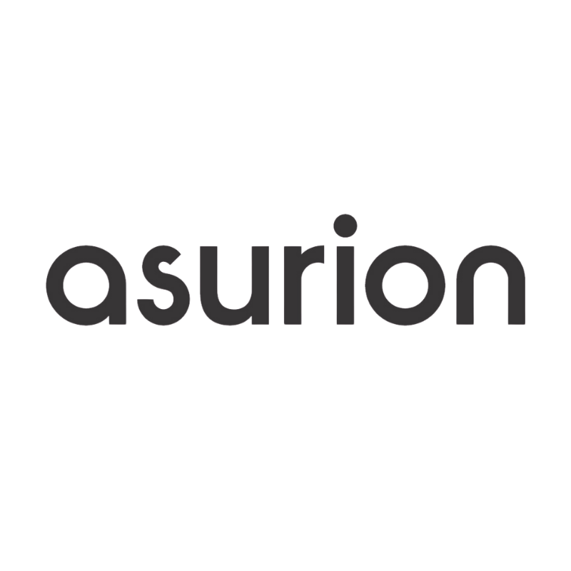 The image features the Asurion logo with the word 'asurion' in lowercase letters underneath a stylized, curved line design that resembles the letter 'A'.