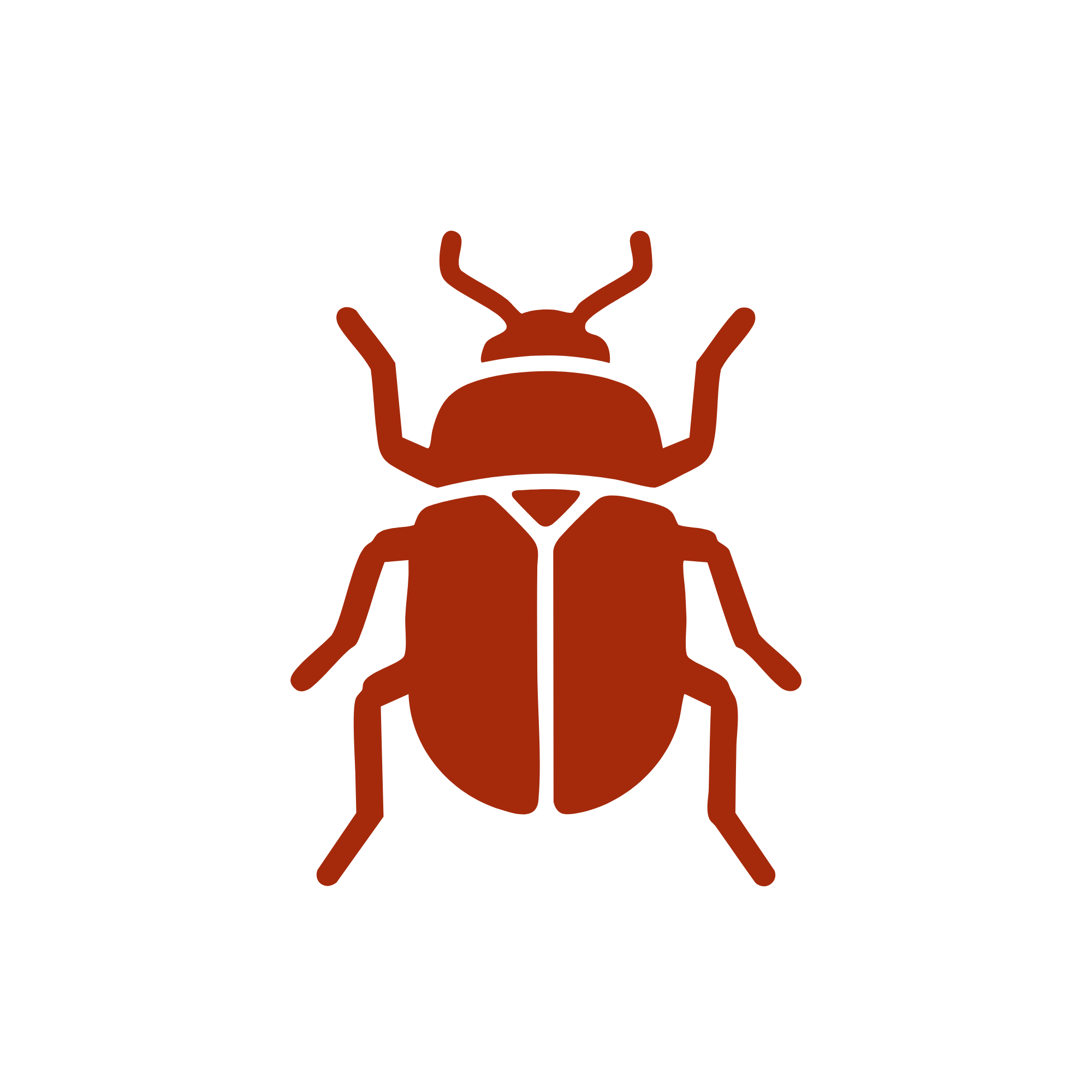 A digital illustration of a brown insect, possibly a beetle, on a black background.