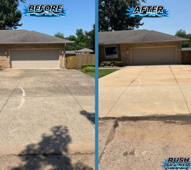 Tulsa front driveway Pressure washed