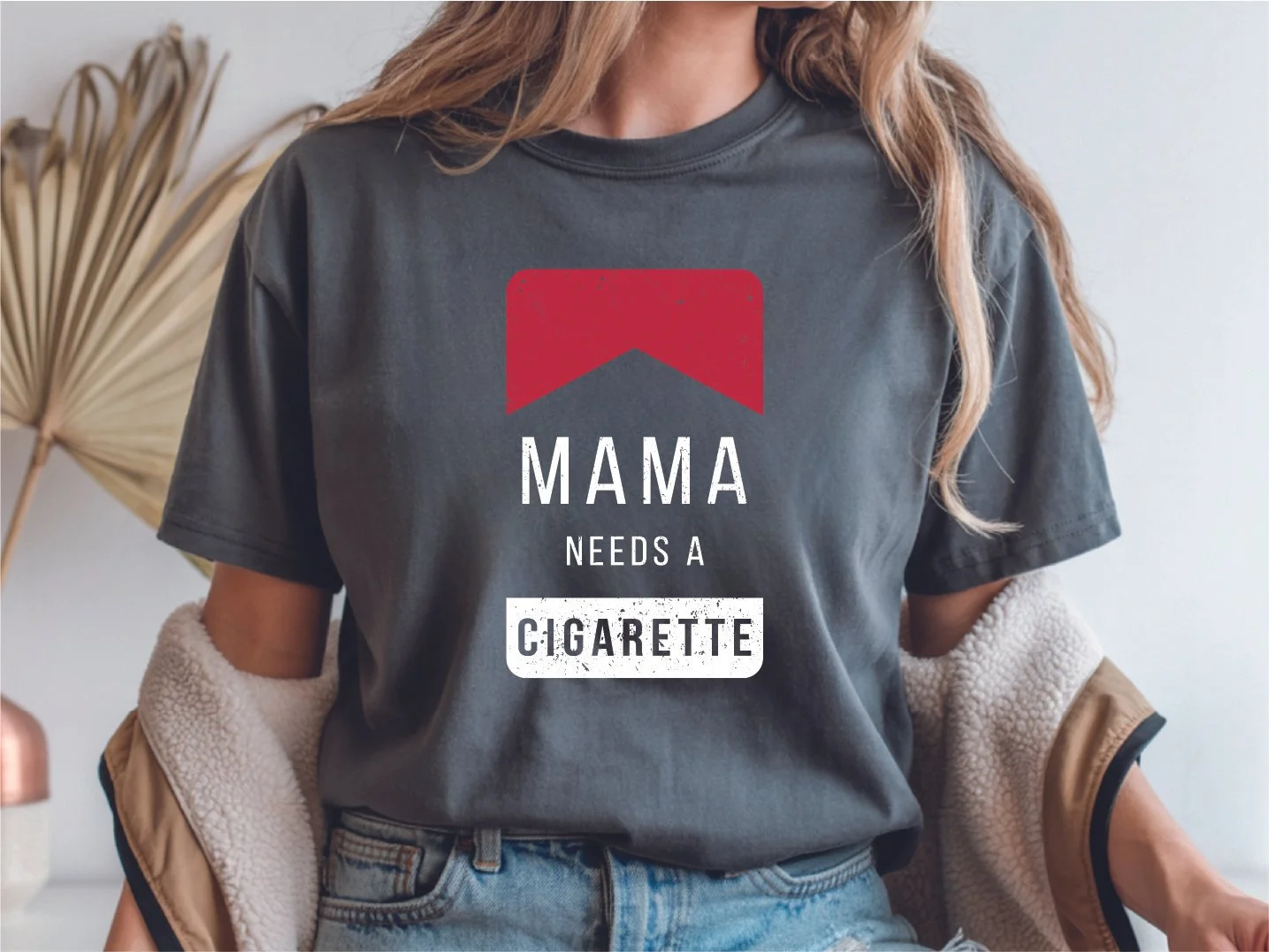 Mama Needs A Cigarette Cropped Graphic T-Shirt | Vintage Comfort Colors Tee