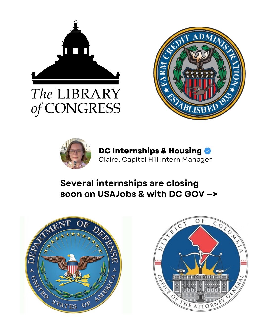 Looking for a spring/summer internship? 👀 Here are (4) opportunities that are currently open that you should have on your radar:

📚 Library of Congress: Work Study Student Program
⚖️ DC Office of the Attorney General: Internship &amp; Summer Associ
