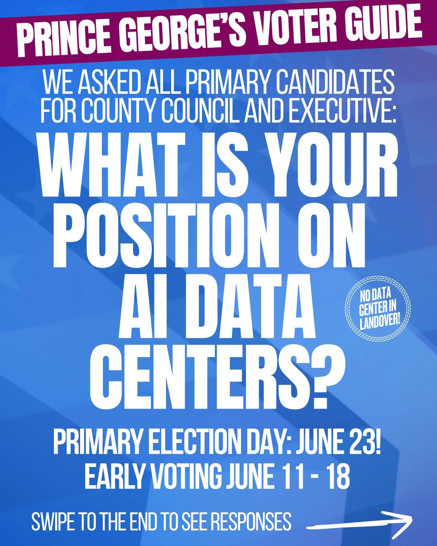 We asked every candidate running for Prince George&rsquo;s County Executive and Council: what is your position on AI data centers? Remember if they can stop data centers for 6 months, they can stop it for 2 years or permanently.

See linktree in bio 