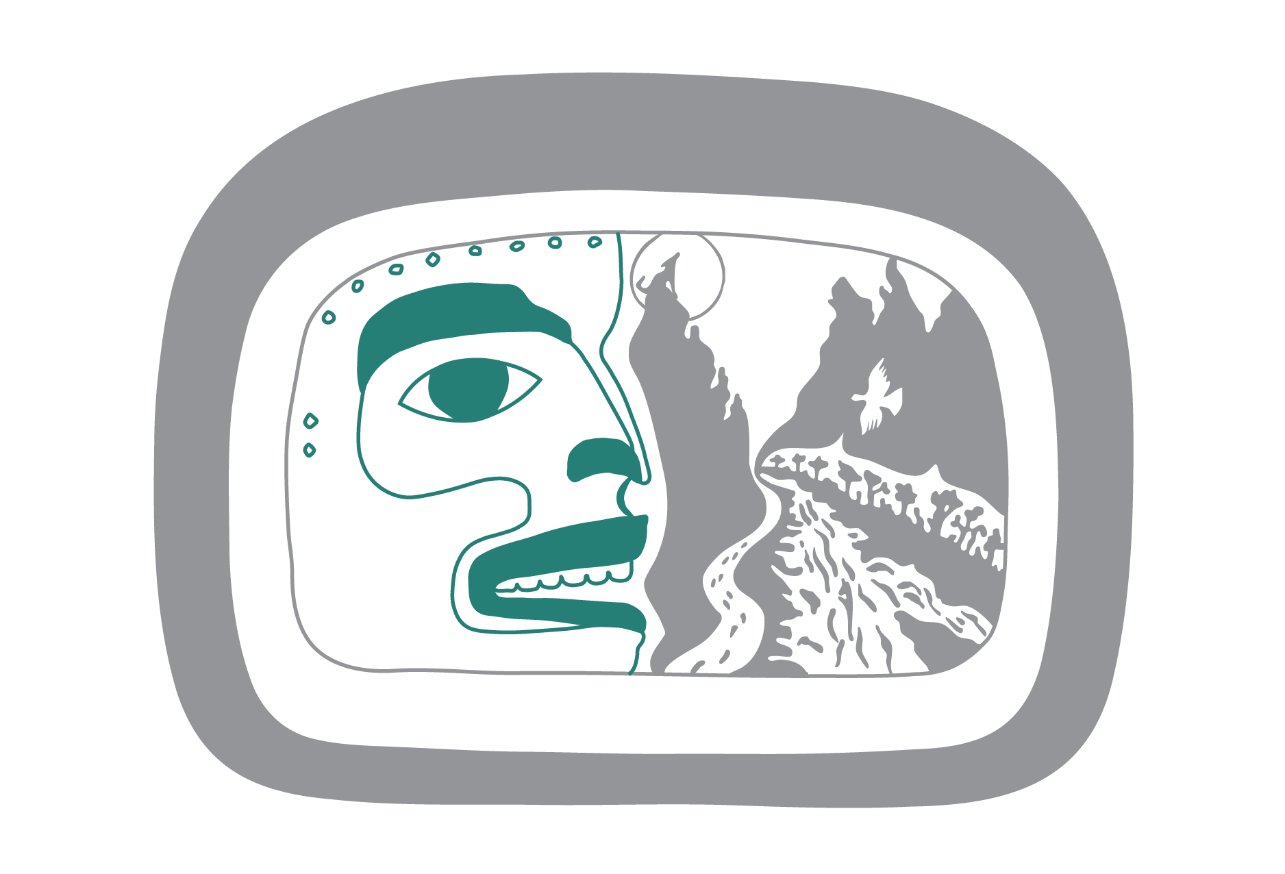 The face in the design is a reference to an Aan Kwéiyi (territorial land marker). Historically, among Tlingit people, groups of clans were organized into Kwaans and Kwaans identified their traditional territory by carving Aan Kwéiyi into trees.  Wayn