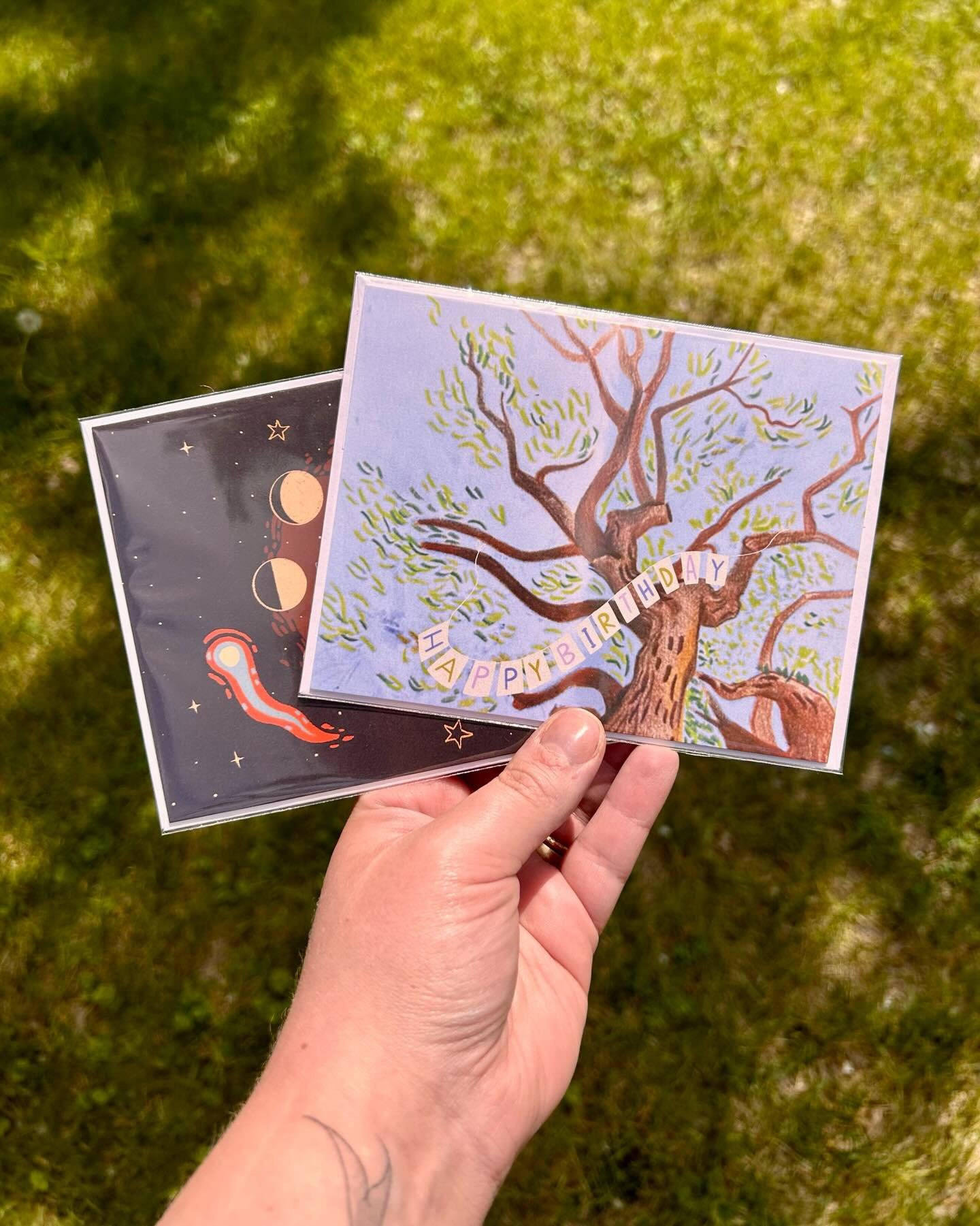 Fresh off the press, just in time for the market tomorrow! My first (non-holiday) greeting cards are here and I&rsquo;m so excited. Making these were a labour of love and to have them in hand is so gratifying. I hope you love them as much as I do💖🌀
