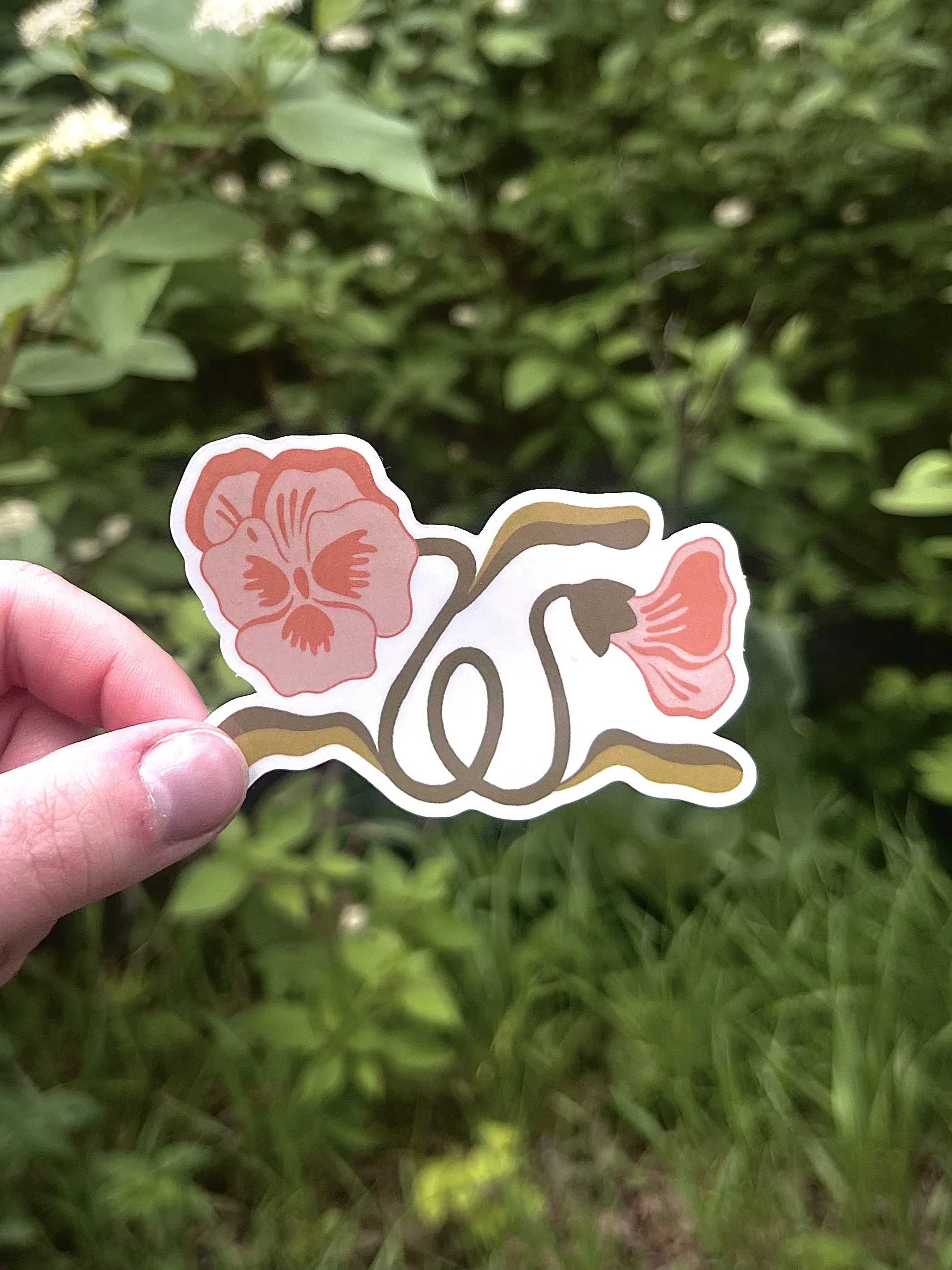 Squiggly Pansy Sticker