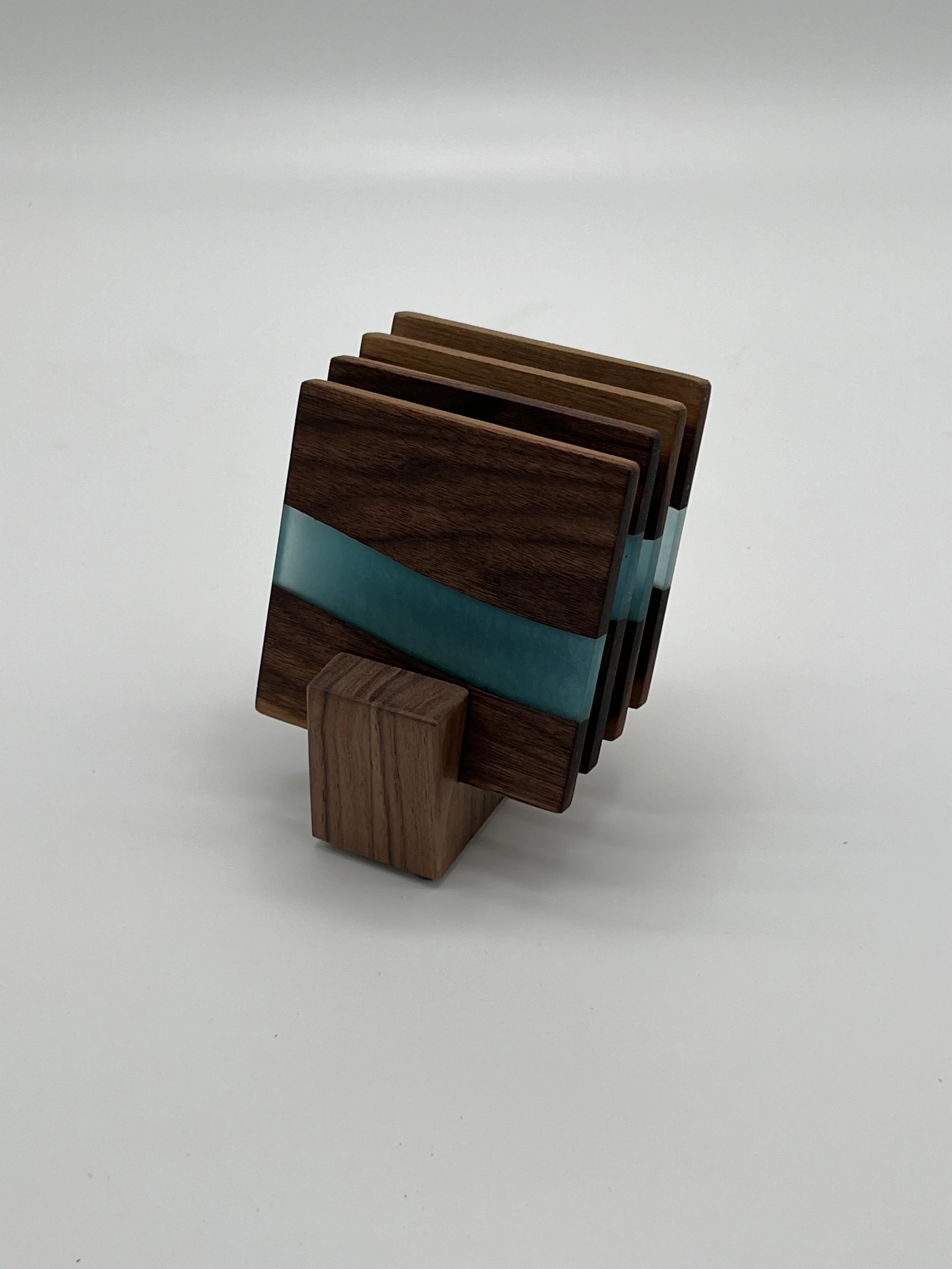 Walnut Wood and Epoxy Coaster Set