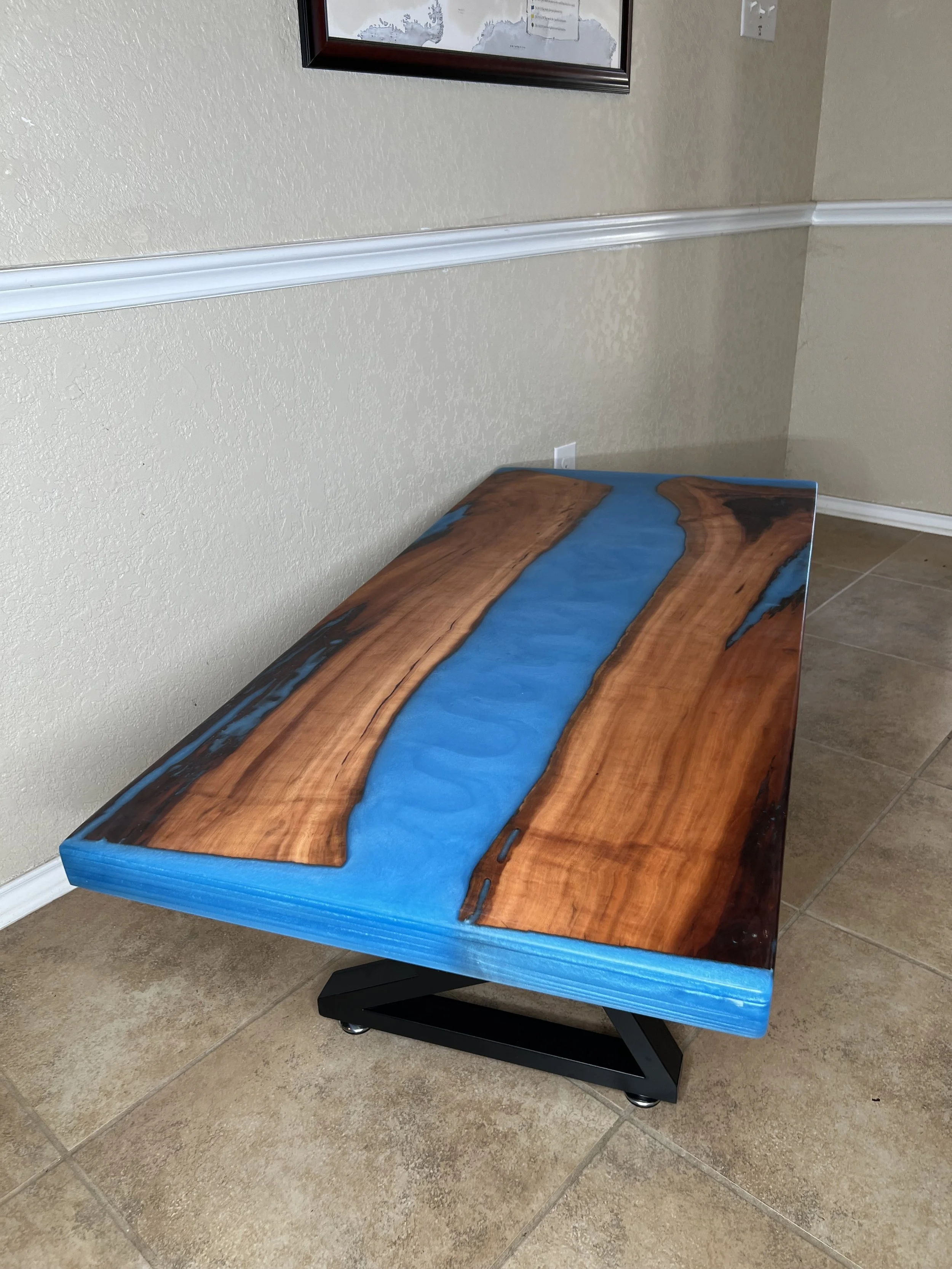 Live Edge, Cherry, Wood Epoxy Table - 52  3/4" x 24  3/4" x 2"  ( Available as a custom build )
