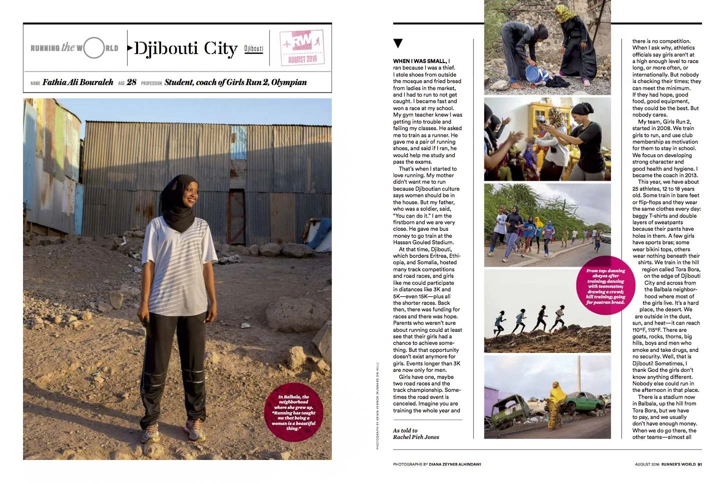 Running the world: Djibouti | Runner's World, pages 90-92, Aug 2016