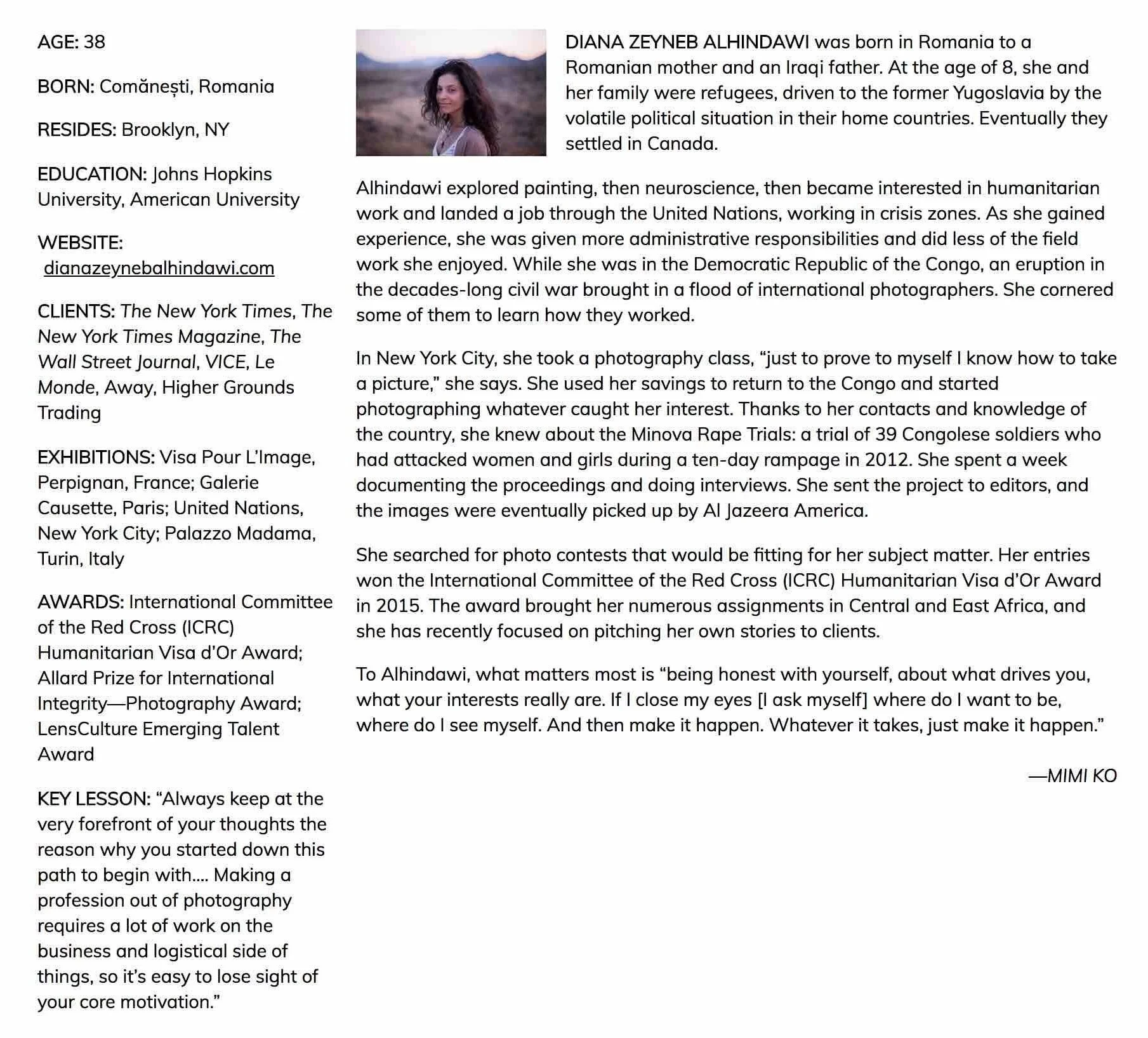 PDN's 30 2018, Our choice of new and emerging photographers to watch: Diana Zeyneb Alhindawi | Photo District News, Mar 2018