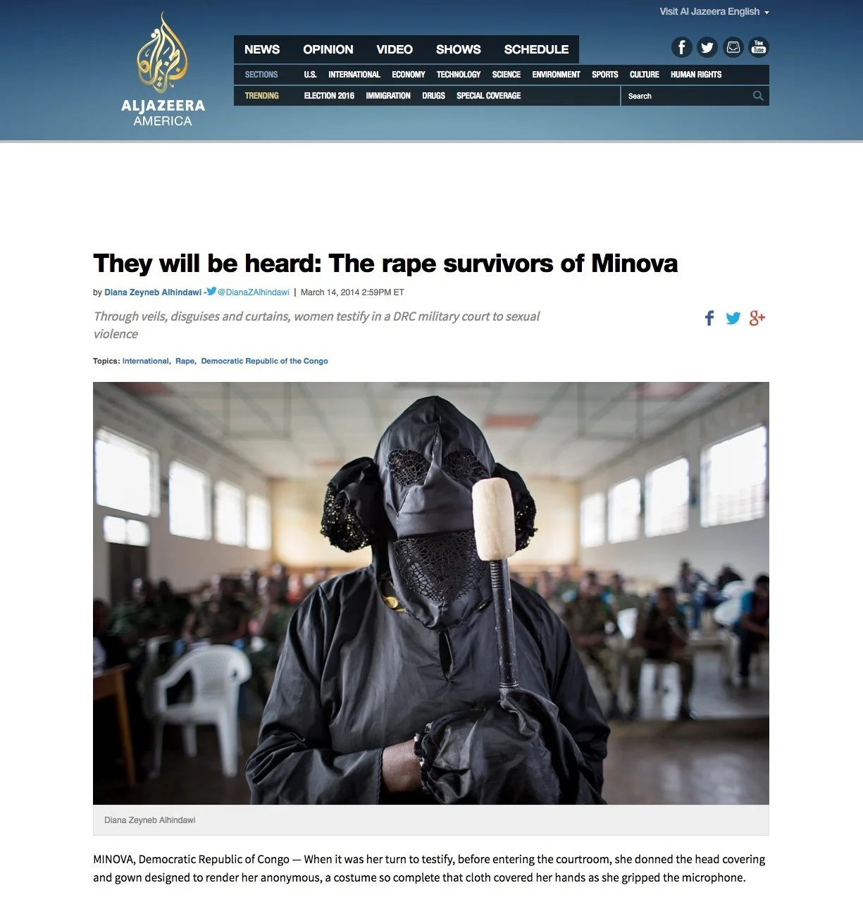 They will be heard: The rape survivors of Minova | Al Jazeera America, Mar 2014