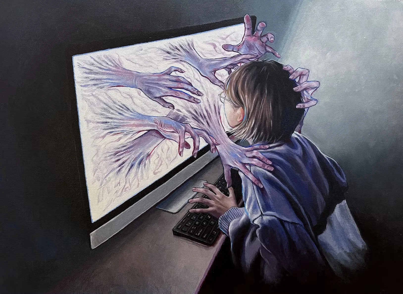 "Addiction"
18 x 24 in.,
Acrylic paint on canvas.