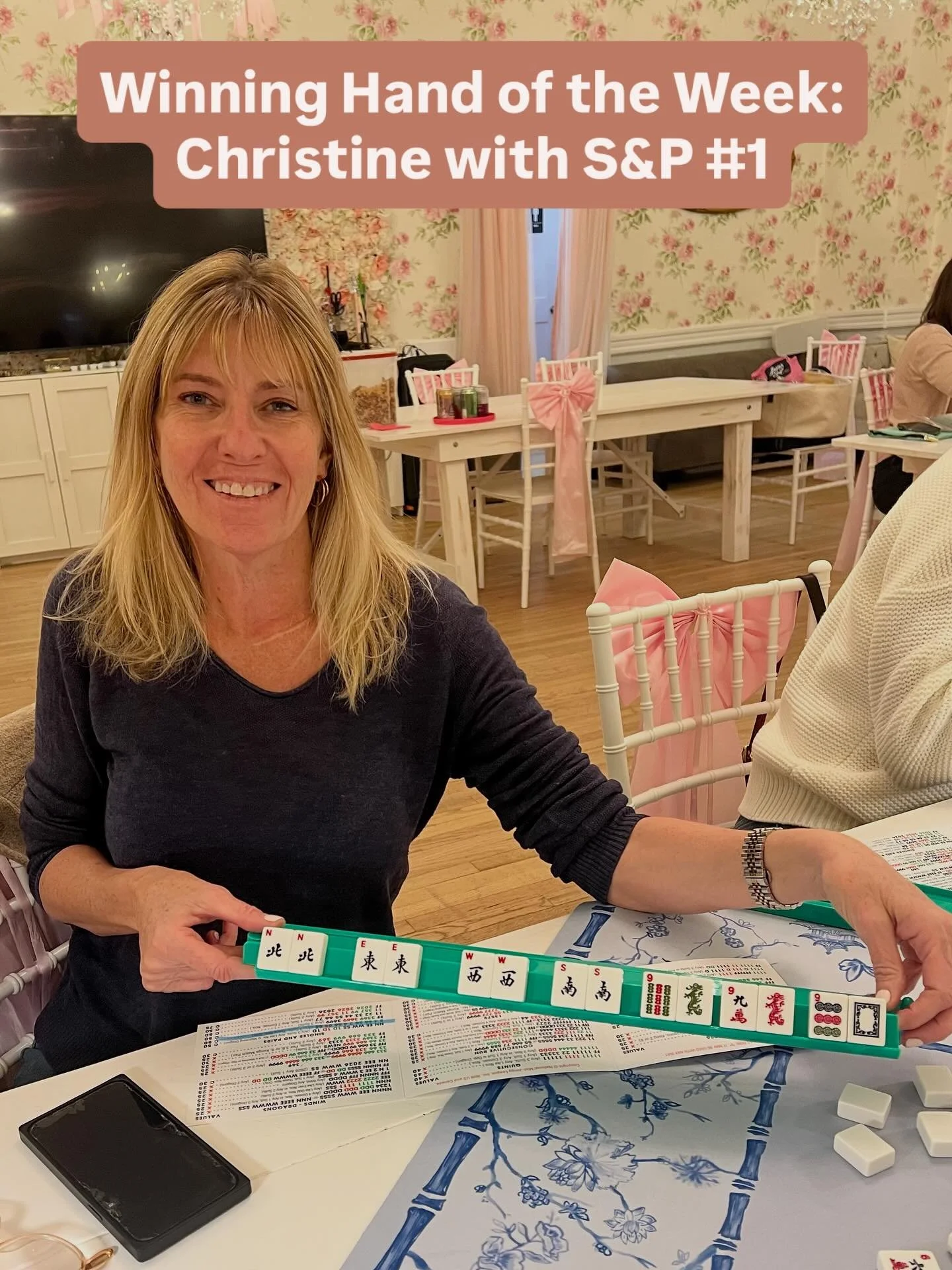 HOW IT HAPPENED: Christine was dealt some winds and dragons and picked up more during the Charleston. She contemplated some W&amp;D hands but then luck came her way and she made it happen! 

THE LESSON: Don&rsquo;t be afraid of Singles &amp; Pairs! F