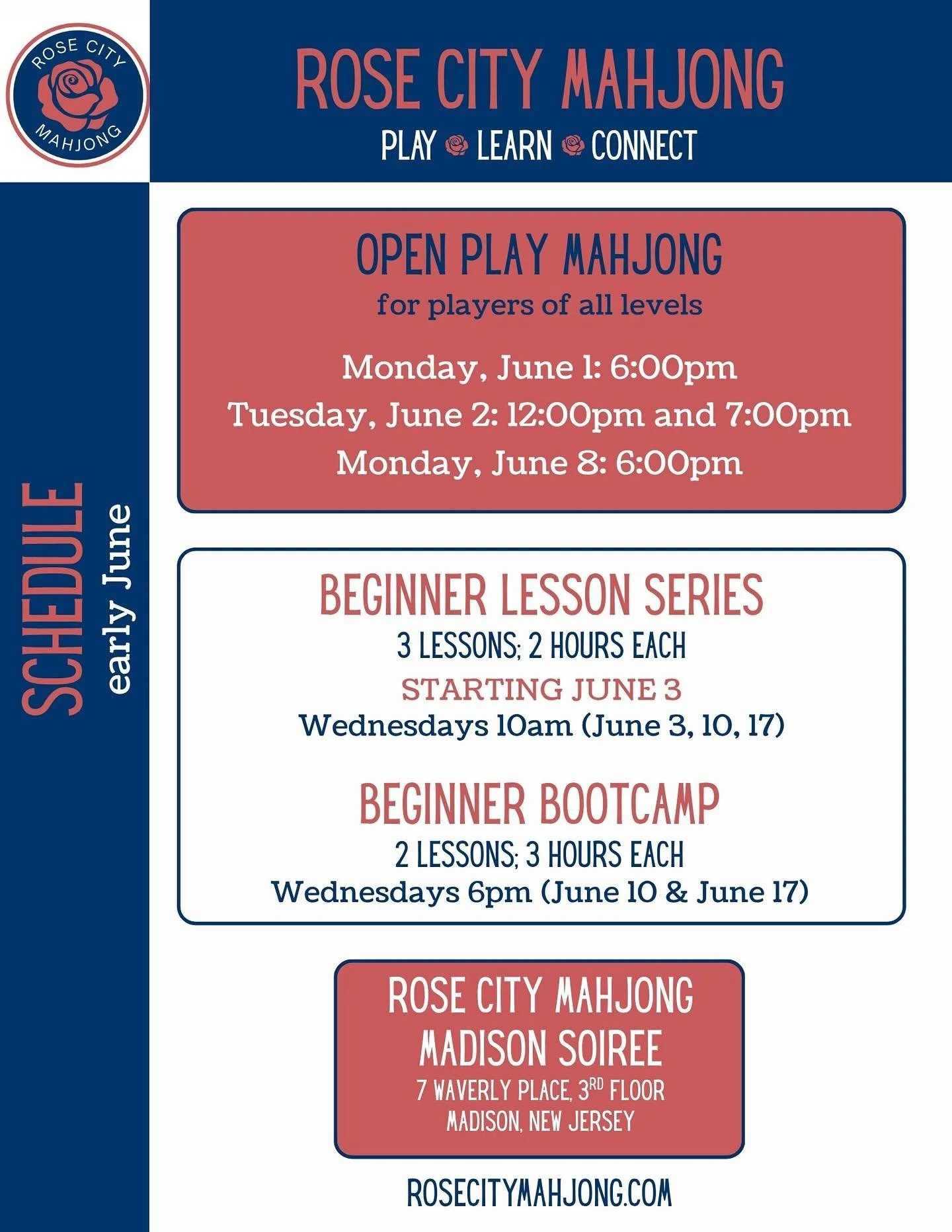 The best way to improve your mahjong game is to play, play, and play some more! Hope to see you this week!