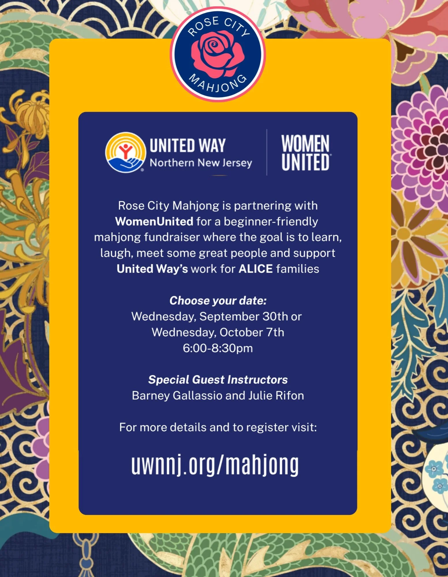 Excited to partner with WomenUnited and United Way for two great nights of mahjong 🀄️🀄️
More details at uwnnj.org/mahjong