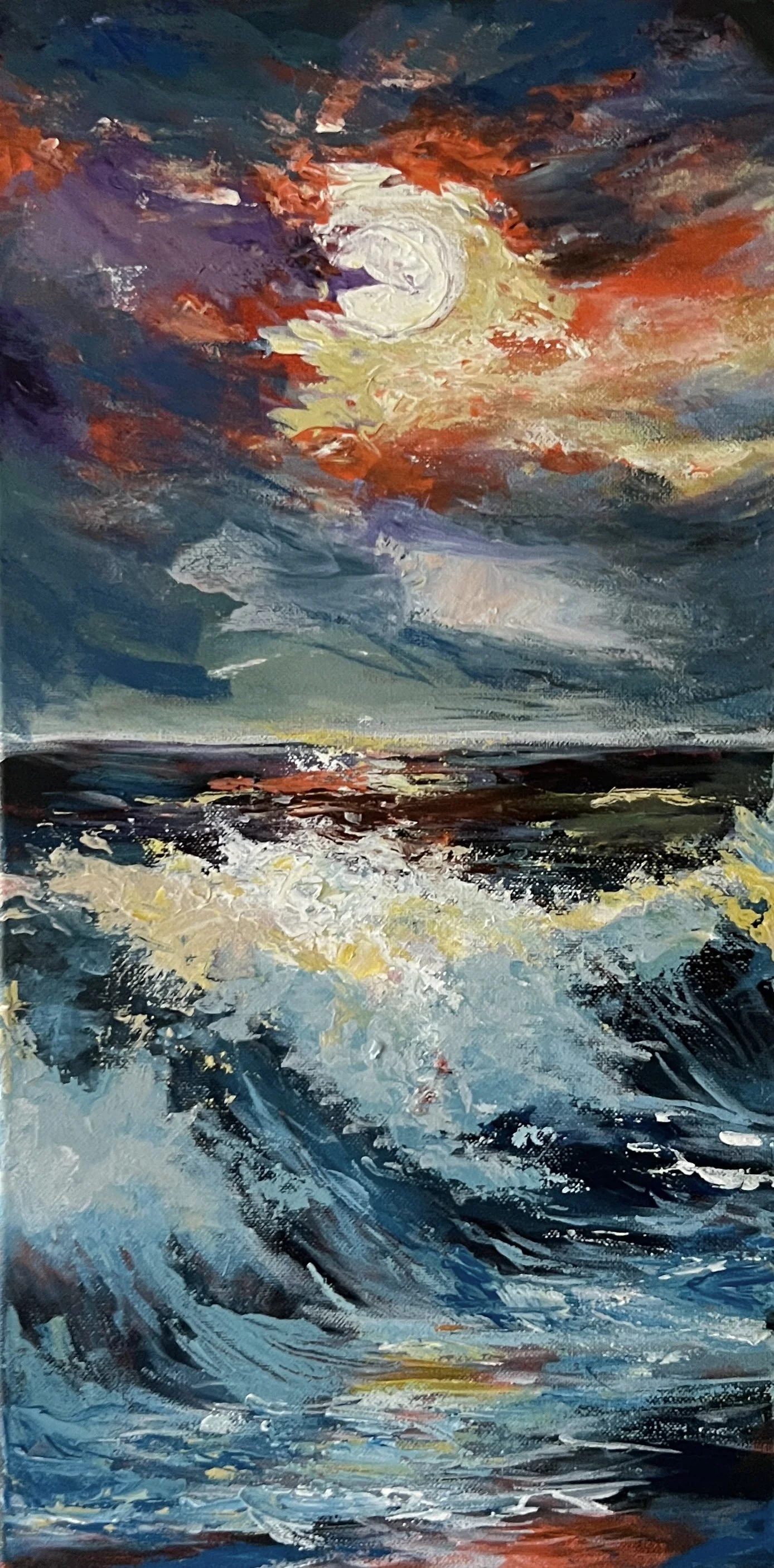 Waves at sunset fine art print