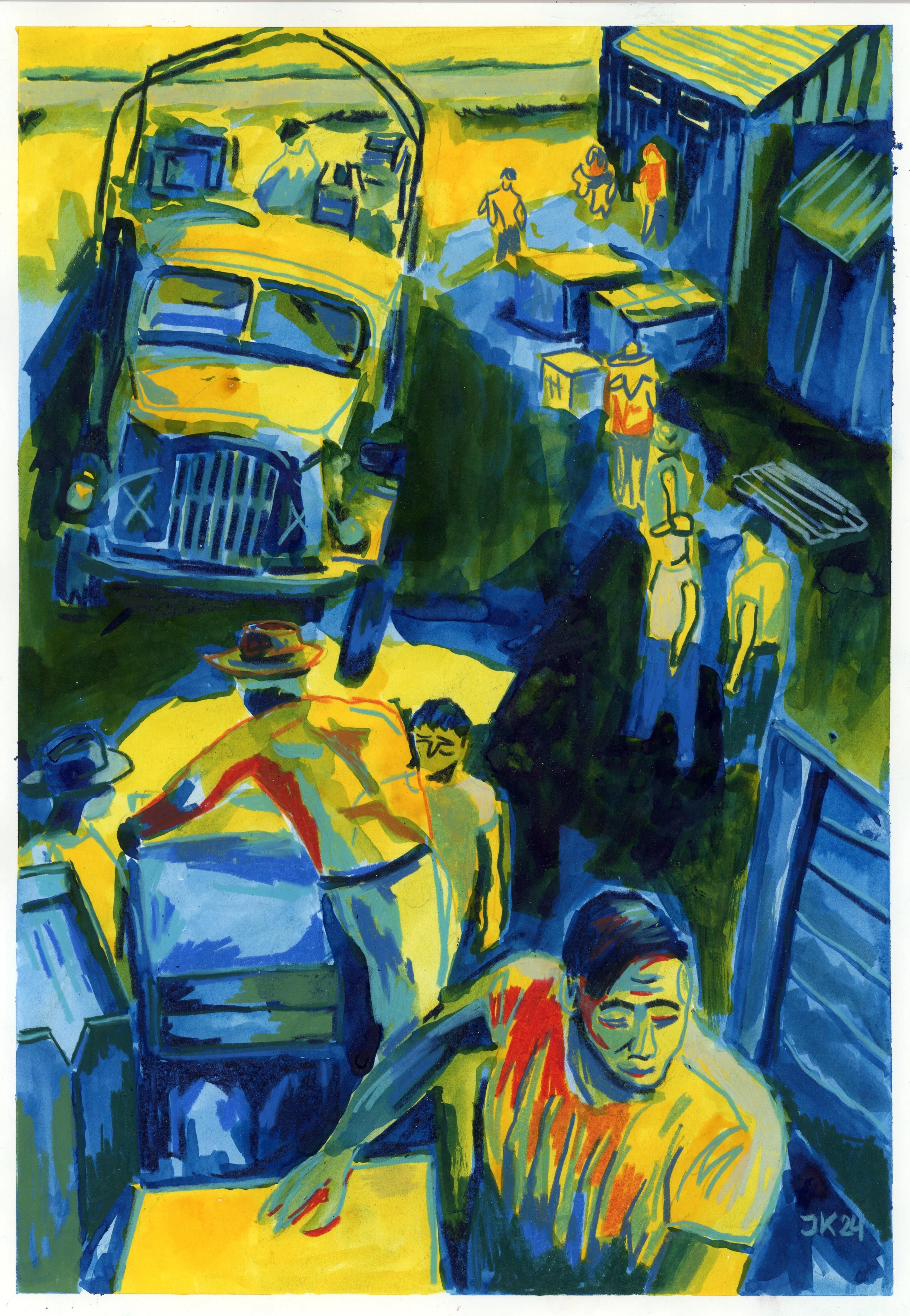 Unload, mixed media on paper, 30 x 21 cm