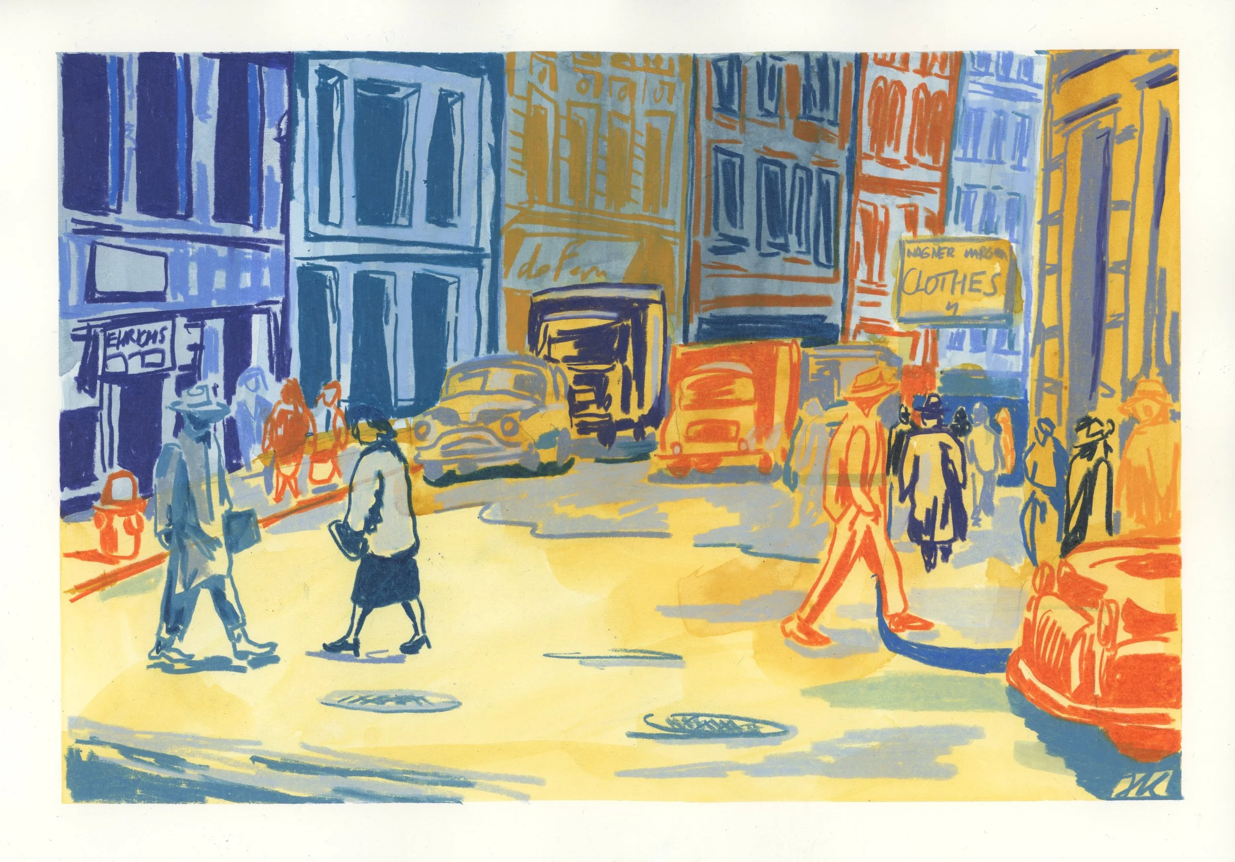 Stories of the Street, mixed media on paper, 21 x 30 cm