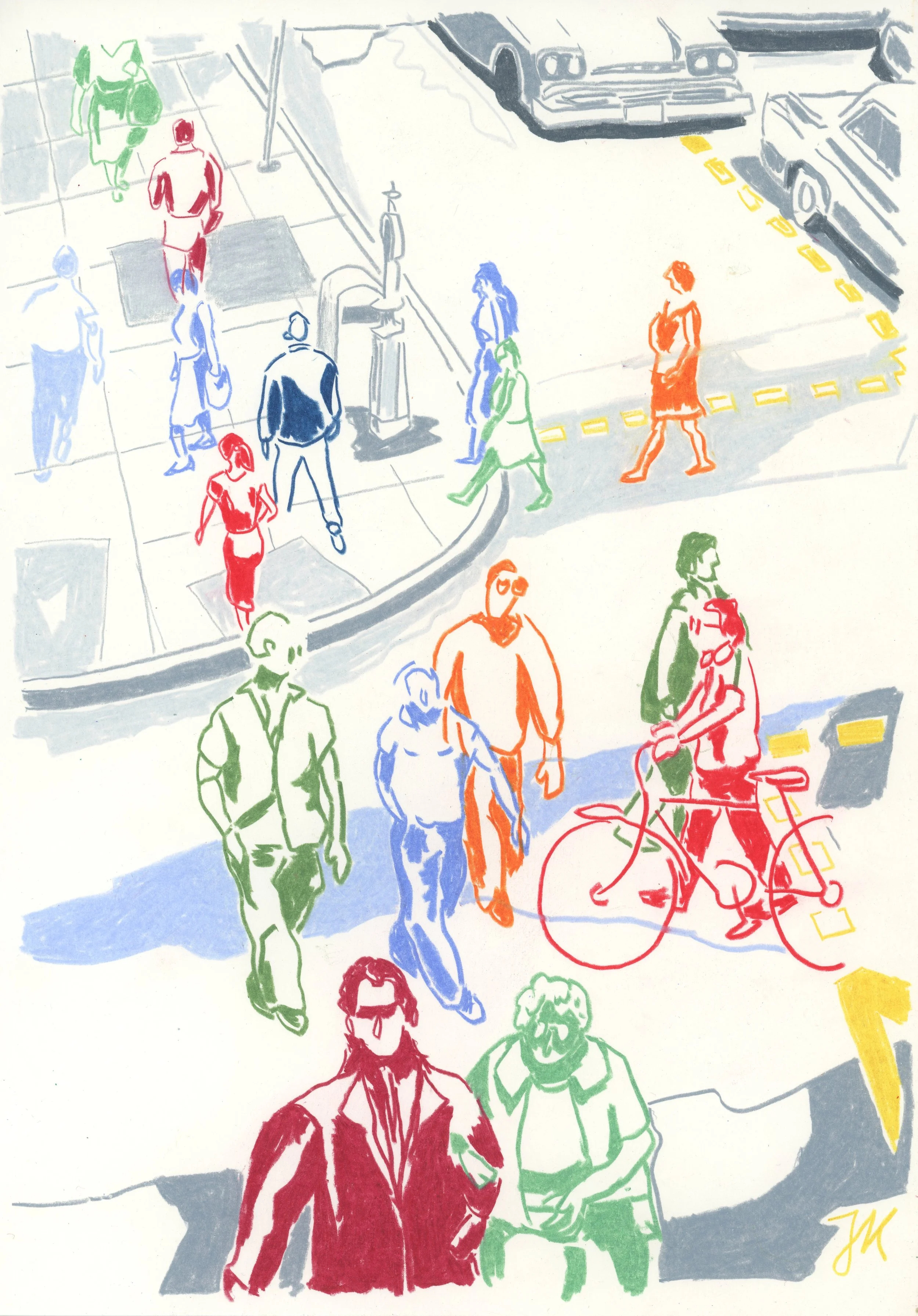A Day in the Life, colored pencils on paper, 30 x 21 cm