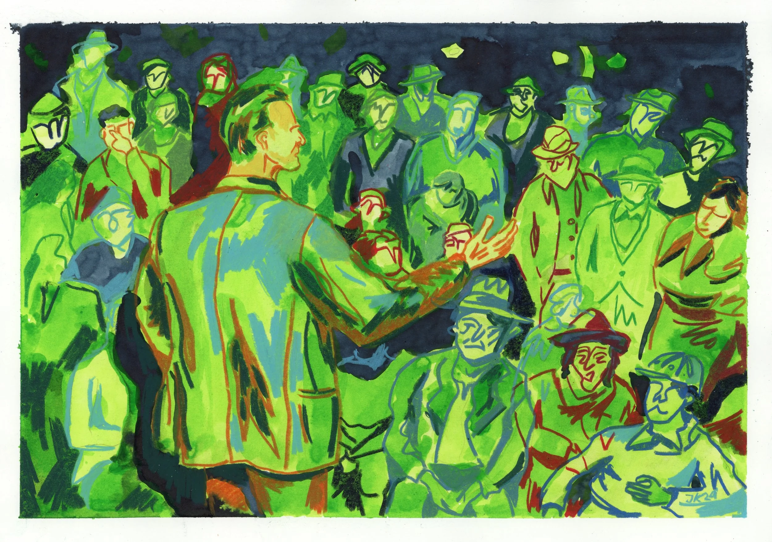Good Crowd, mixed media on paper, 21 x 30 cm