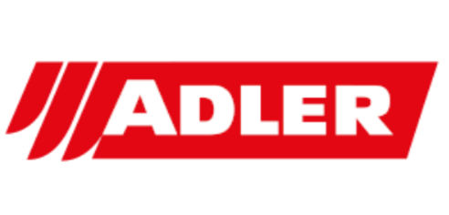 Logo de la marque Adler en rouge et blanc